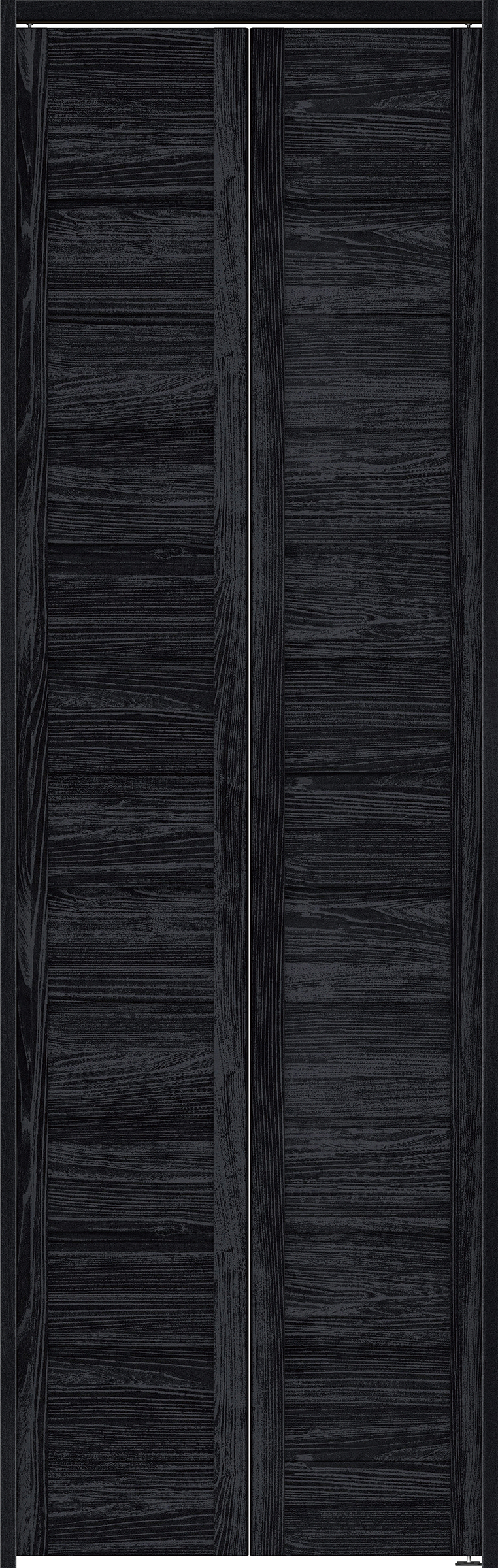 クローク収納　イエリア　折戸ユニット　通気タイプ　ウッド扉　下レールレス三方枠（固定枠）　セット　７３５幅（３尺間口）　２３２０高　〈モスブラック柄〉　ハンドルレス