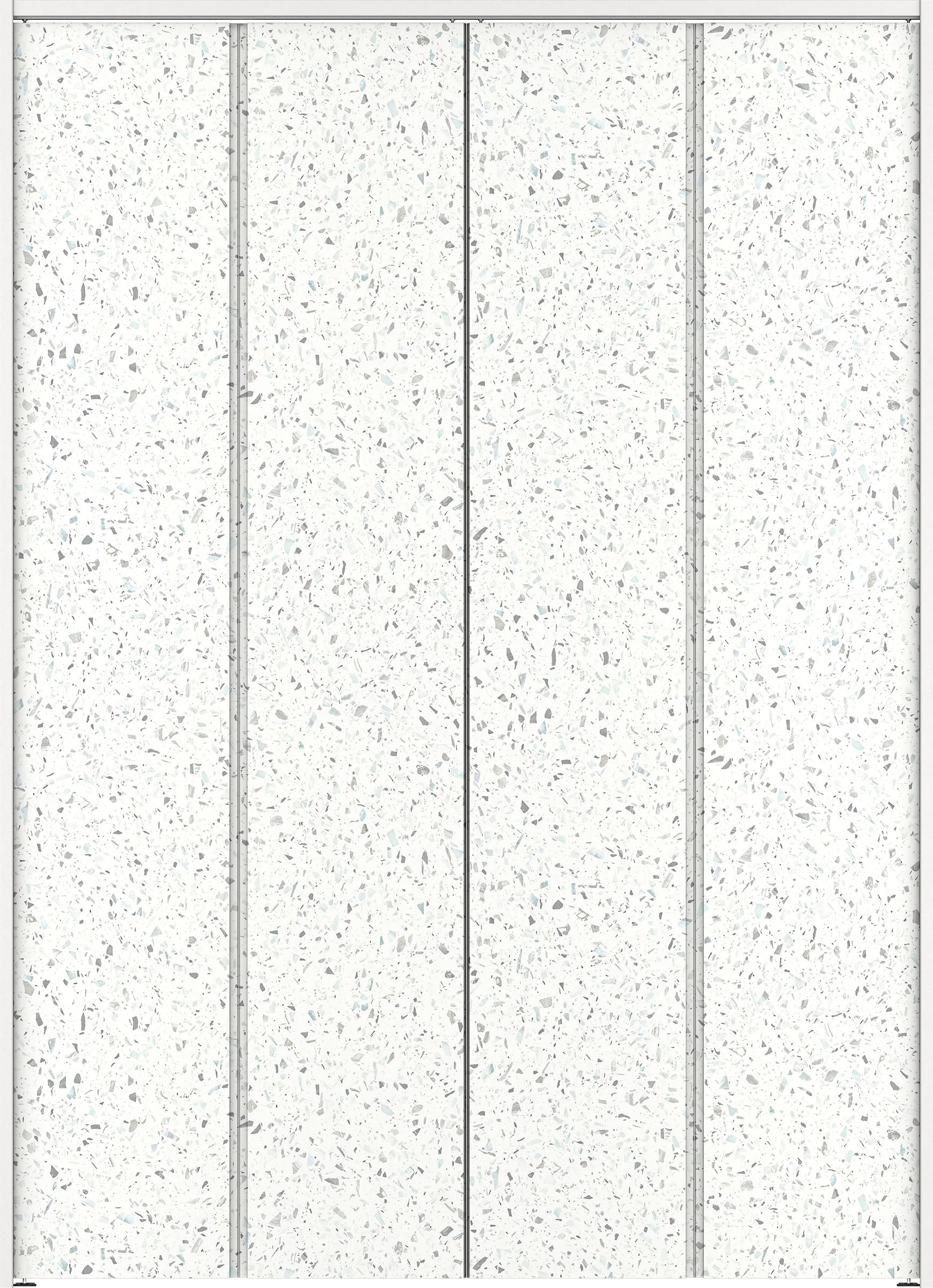 クローク収納　イエリア　折戸ユニット　ハンドルレスタイプ　パネル扉　下レールレス三方枠（固定枠）　セット　１６４４幅（６尺小間口）　２３２０高　〈テラゾホワイト柄〉　ハンドルレス