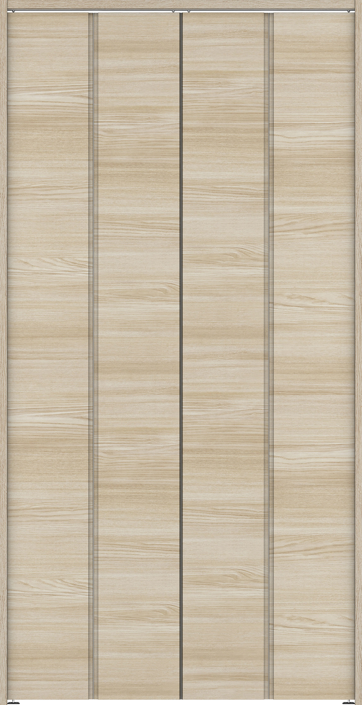 クローク収納　イエリア　折戸ユニット　ハンドルレス横木目タイプ　ウッド扉　下レールレス三方枠（固定枠）　セット　１１９０幅（４．５尺間口）　２３２０高　〈ソフトグレージュ柄〉　ハンドルレス