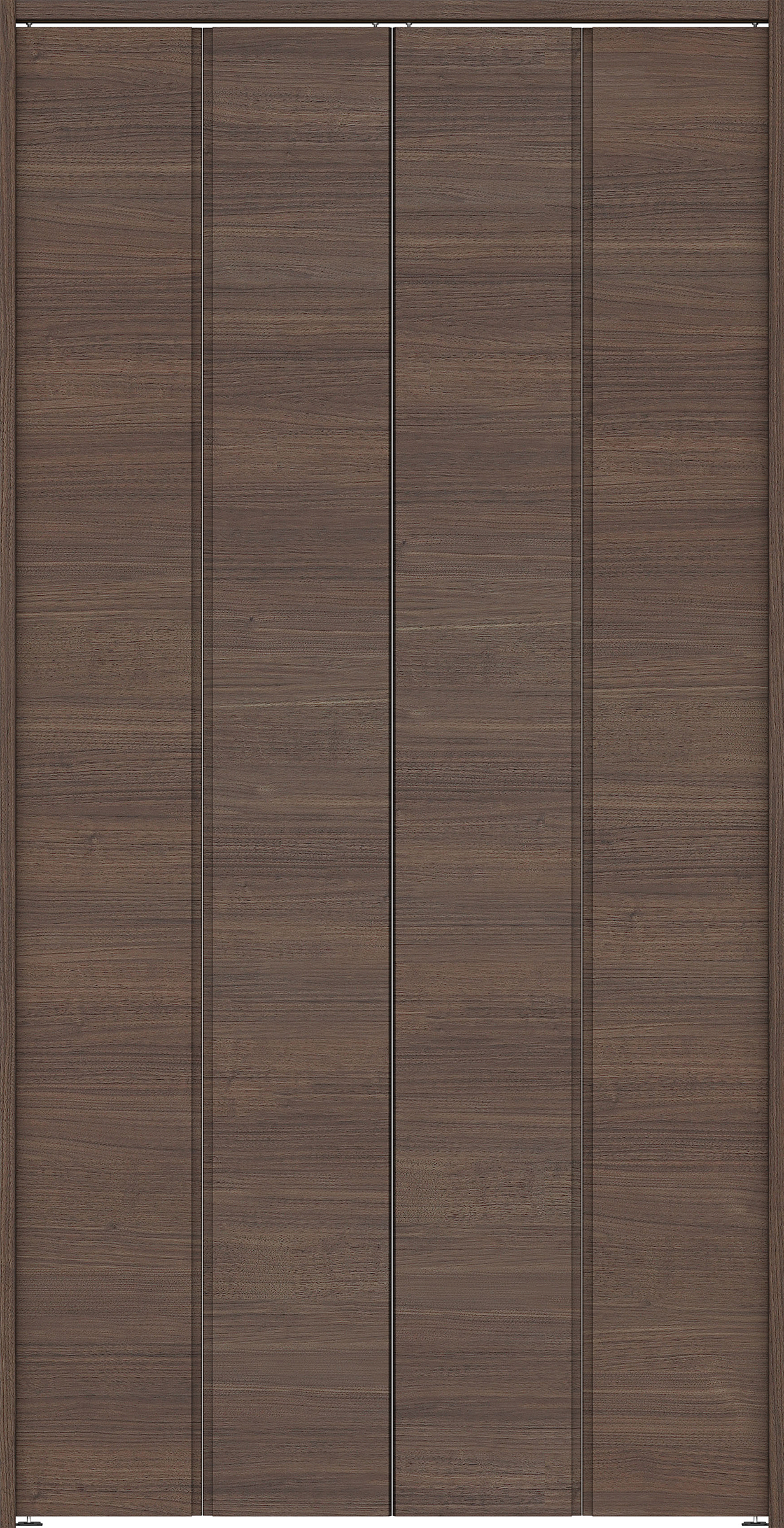 クローク収納　イエリア　折戸ユニット　ハンドルレス横木目タイプ　ウッド扉　下レールレス三方枠（固定枠）　セット　１１９０幅（４．５尺間口）　２３２０高　〈ダルブラウン柄〉　ハンドルレス