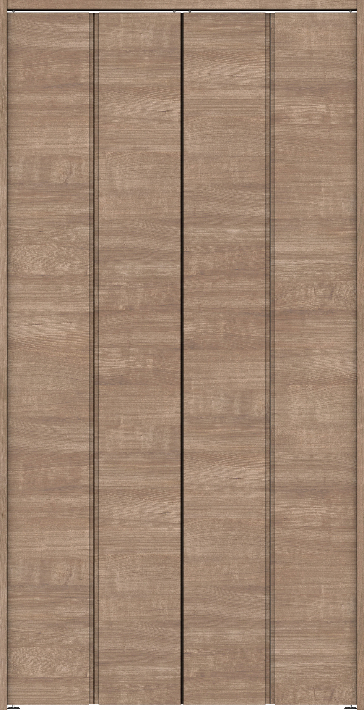 クローク収納　イエリア　折戸ユニット　ハンドルレス横木目タイプ　ウッド扉　下レールレス三方枠（固定枠）　セット　１１９０幅（４．５尺間口）　２３２０高　〈トープグレー柄〉　ハンドルレス