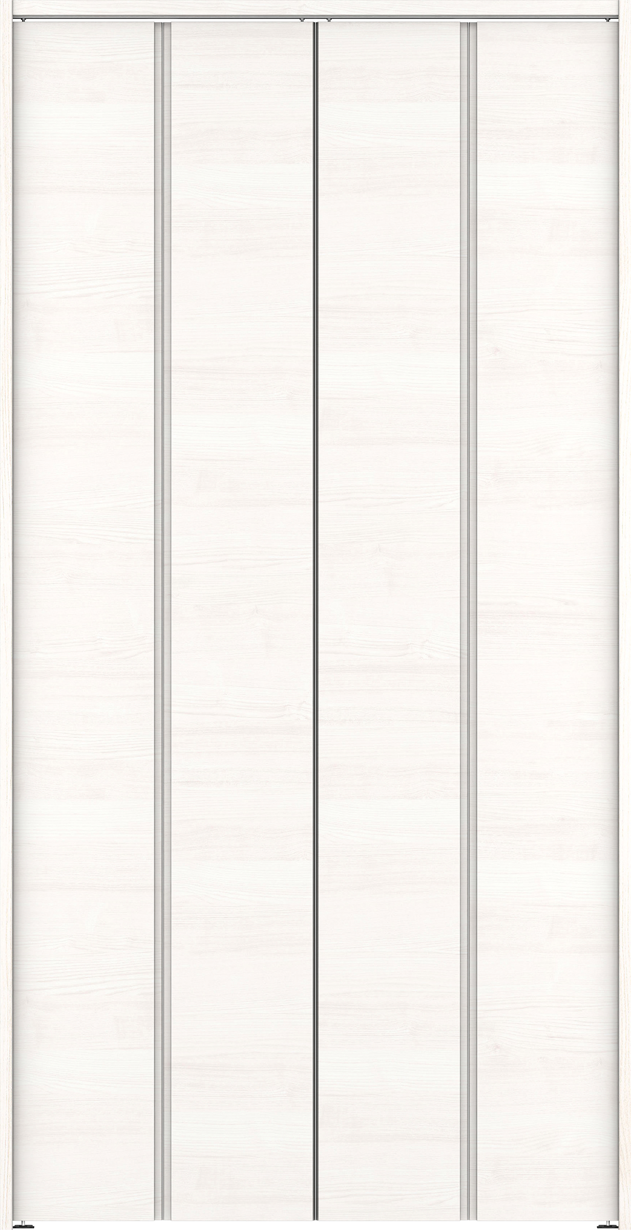 クローク収納　イエリア　折戸ユニット　ハンドルレス横木目タイプ　ウッド扉　下レールレス三方枠（固定枠）　セット　１１９０幅（４．５尺間口）　２３２０高　〈ネオホワイト柄〉　ハンドルレス