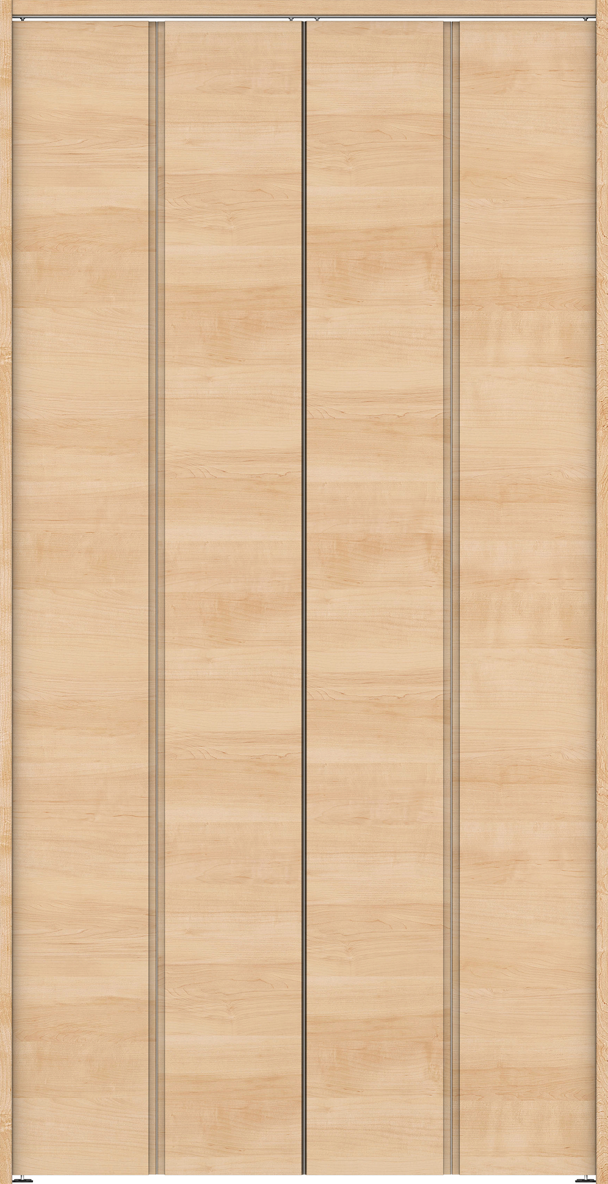 クローク収納　イエリア　折戸ユニット　ハンドルレス横木目タイプ　ウッド扉　下レールレス三方枠（固定枠）　セット　１１９０幅（４．５尺間口）　２３２０高　〈ミルベージュ柄〉　ハンドルレス