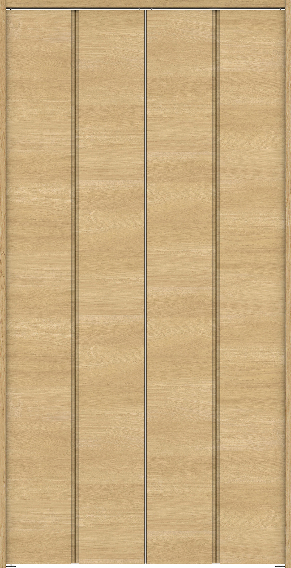 クローク収納　イエリア　折戸ユニット　ハンドルレス横木目タイプ　ウッド扉　下レールレス三方枠（固定枠）　セット　１１９０幅（４．５尺間口）　２３２０高　〈ライトオーカー柄〉　ハンドルレス