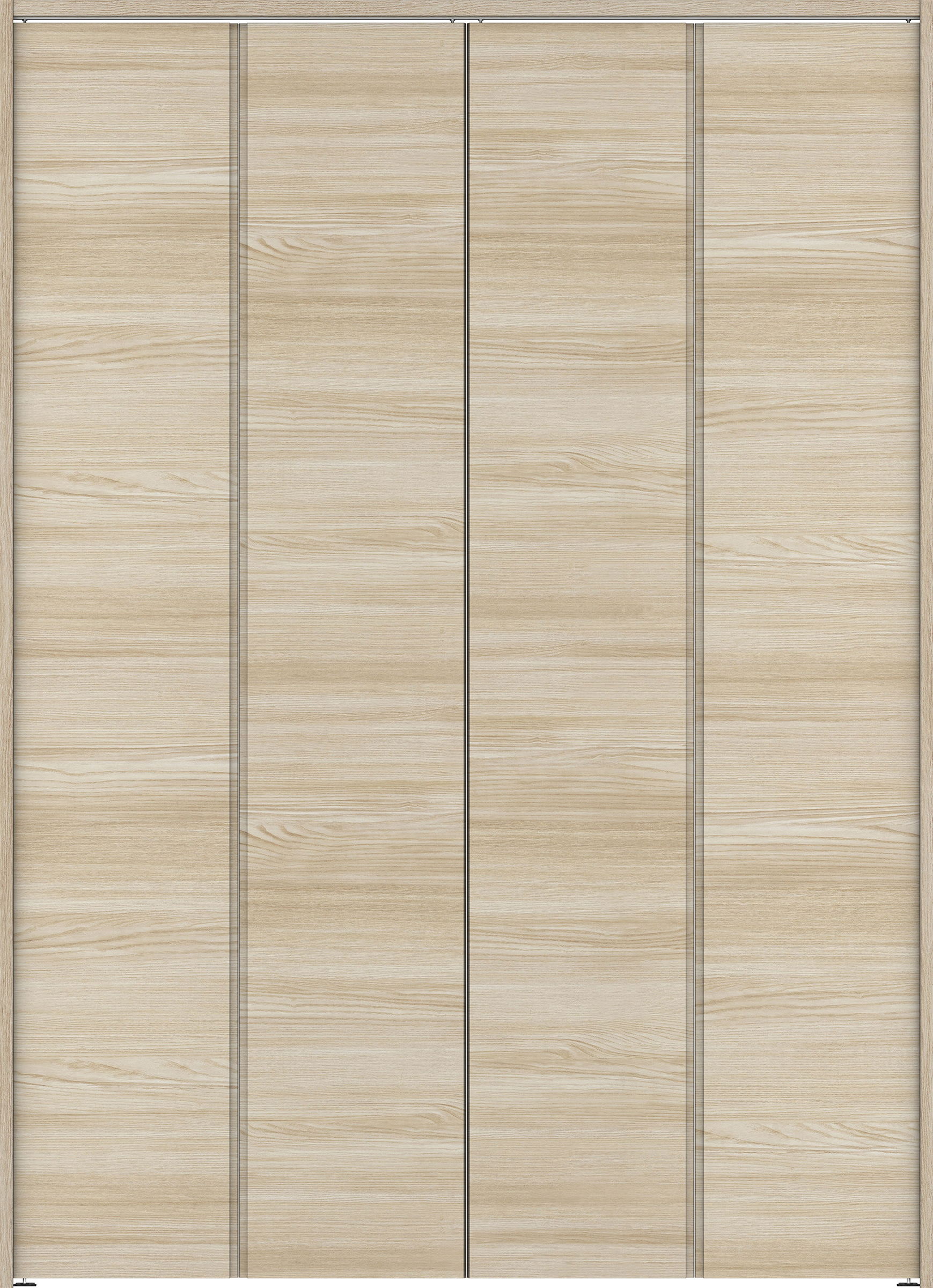 クローク収納　イエリア　折戸ユニット　ハンドルレス横木目タイプ　ウッド扉　下レールレス三方枠（固定枠）　セット　１６８０幅（６尺間口）　２３２０高　〈ソフトグレージュ柄〉　ハンドルレス