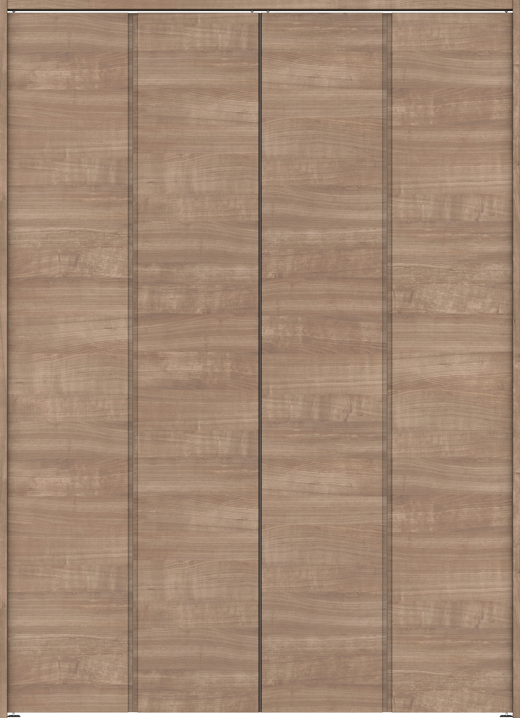 クローク収納　イエリア　折戸ユニット　ハンドルレス横木目タイプ　ウッド扉　下レールレス三方枠（固定枠）　セット　１６４４幅（６尺小間口）　２３２０高　〈トープグレー柄〉　ハンドルレス