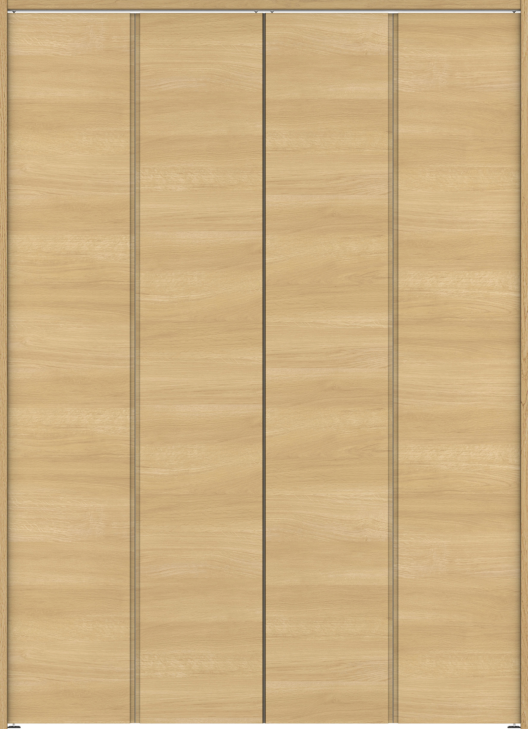 クローク収納　イエリア　折戸ユニット　ハンドルレス横木目タイプ　ウッド扉　下レールレス三方枠（固定枠）　セット　１６４４幅（６尺小間口）　２３２０高　〈ライトオーカー柄〉　ハンドルレス