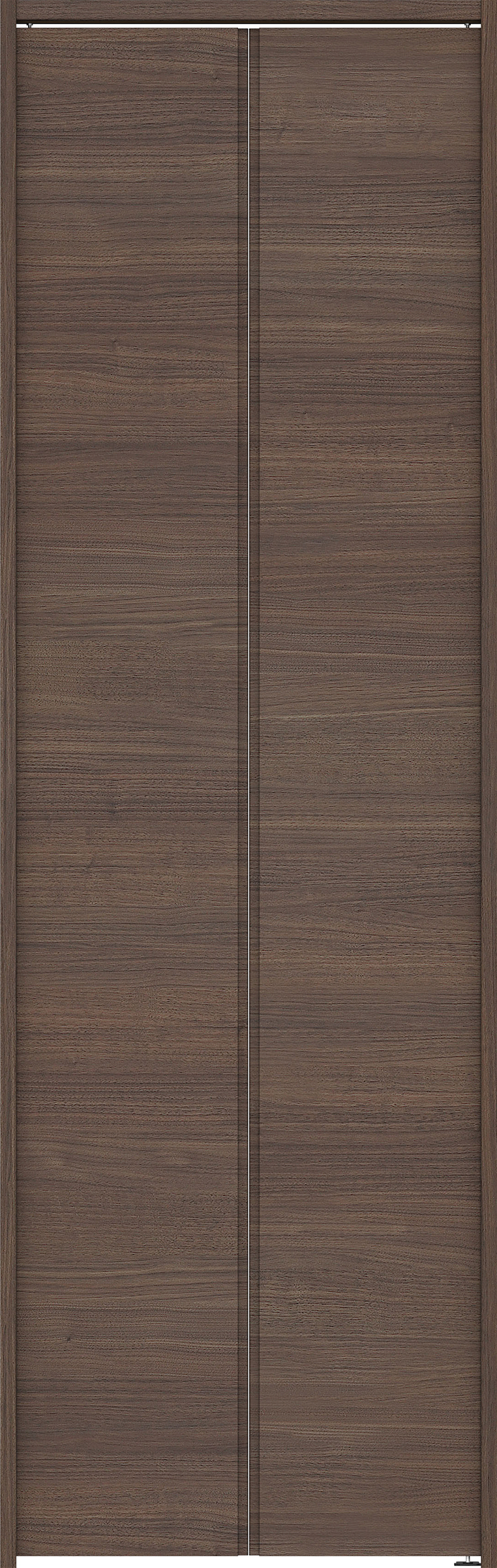 クローク収納　イエリア　折戸ユニット　ハンドルレス横木目タイプ　ウッド扉　下レールレス三方枠（固定枠）　セット　７３５幅（３尺間口）　２３２０高　〈ダルブラウン柄〉　ハンドルレス