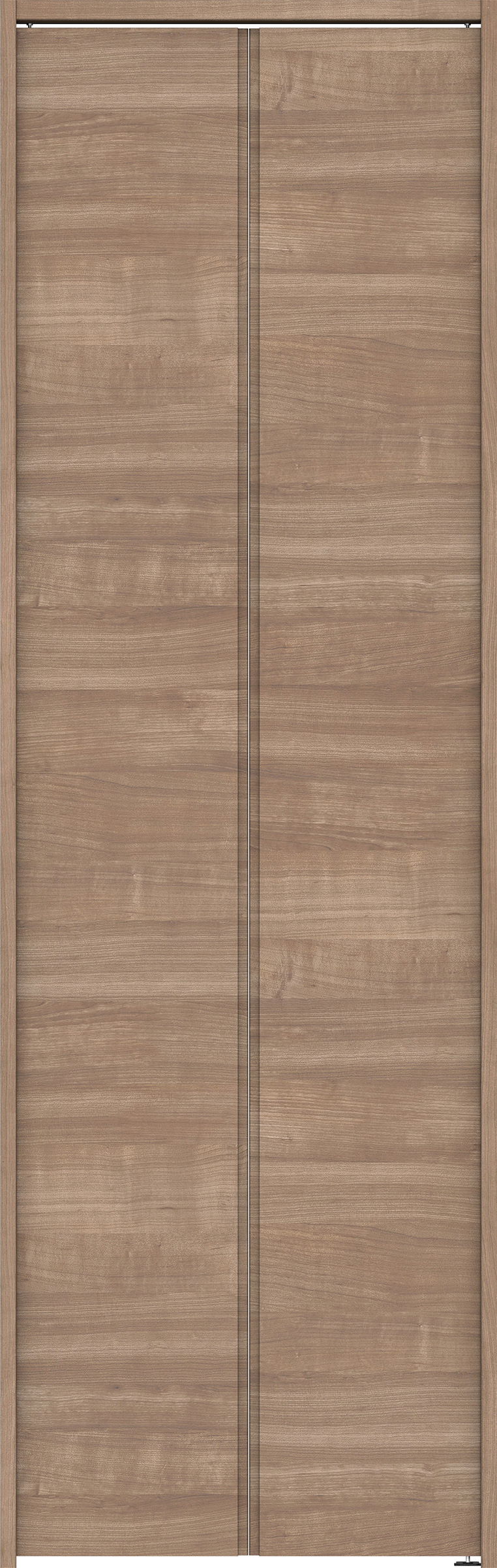 クローク収納　イエリア　折戸ユニット　ハンドルレス横木目タイプ　ウッド扉　下レールレス三方枠（固定枠）　セット　７３５幅（３尺間口）　２３２０高　〈トープグレー柄〉　ハンドルレス