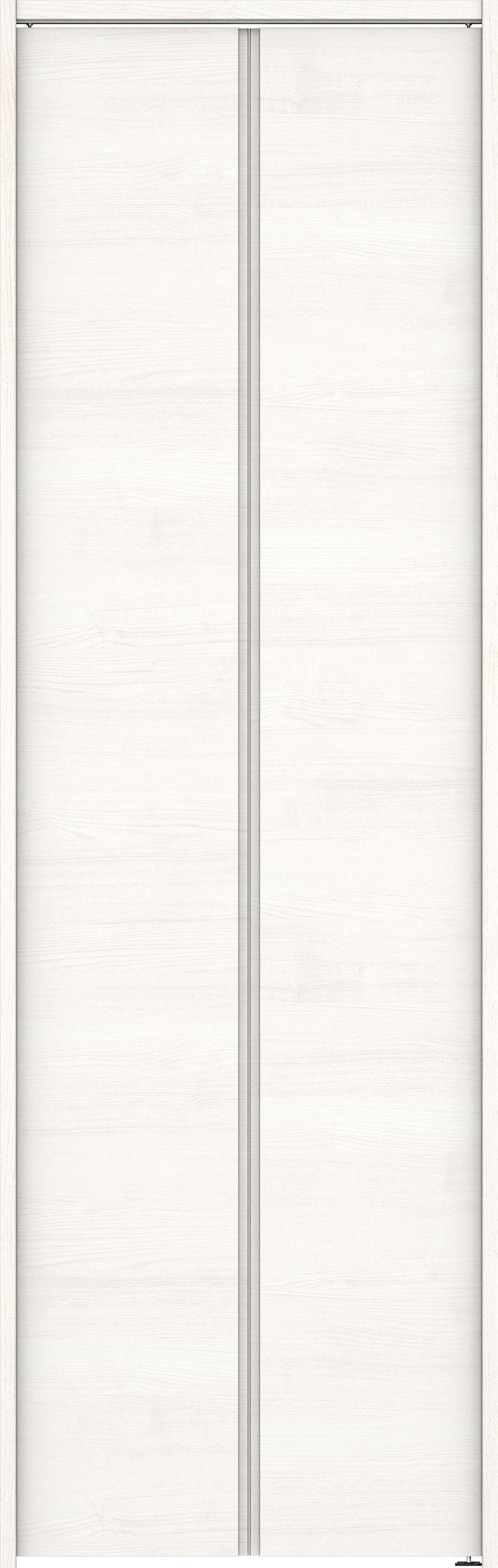 クローク収納　イエリア　折戸ユニット　ハンドルレス横木目タイプ　ウッド扉　下レールレス三方枠（固定枠）　セット　７３５幅（３尺間口）　２３２０高　〈ネオホワイト柄〉　ハンドルレス