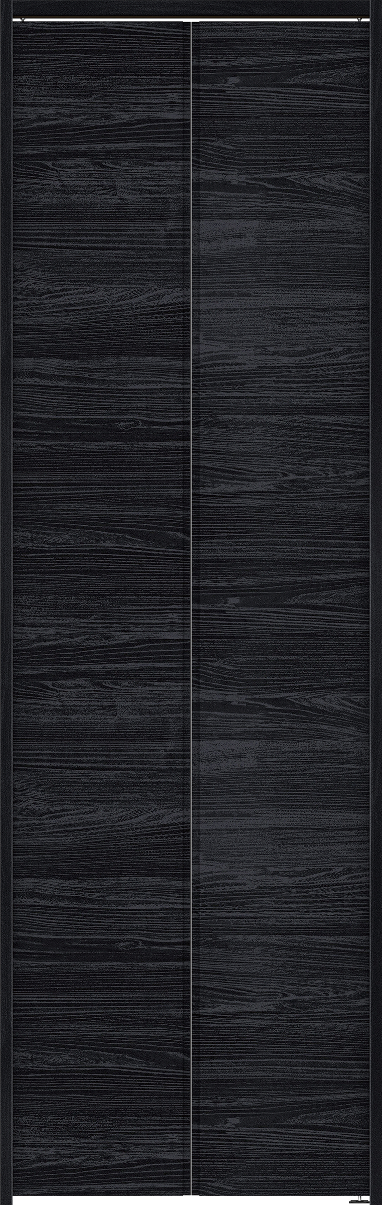 クローク収納　イエリア　折戸ユニット　ハンドルレス横木目タイプ　ウッド扉　下レールレス三方枠（固定枠）　セット　７３５幅（３尺間口）　２３２０高　〈モスブラック柄〉　ハンドルレス