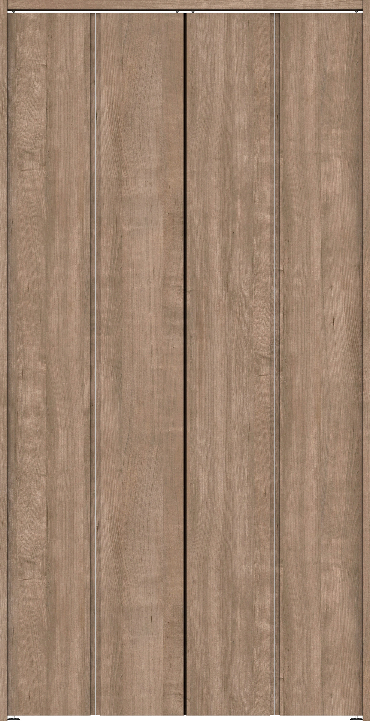 クローク収納　イエリア　折戸ユニット　ハンドルレス縦木目タイプ　ウッド扉　下レールレス三方枠（固定枠）　セット　１１９０幅（４．５尺間口）　２３２０高　〈トープグレー柄〉　ハンドルレス