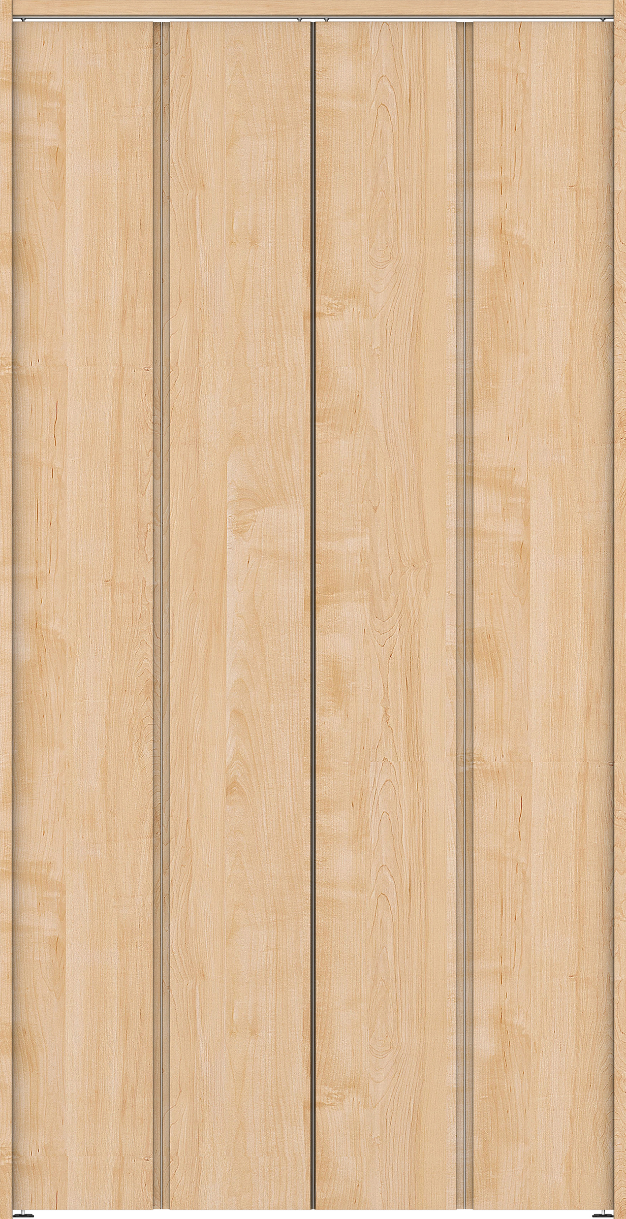 クローク収納　イエリア　折戸ユニット　ハンドルレス縦木目タイプ　ウッド扉　下レールレス三方枠（固定枠）　セット　１１９０幅（４．５尺間口）　２３２０高　〈ミルベージュ柄〉　ハンドルレス