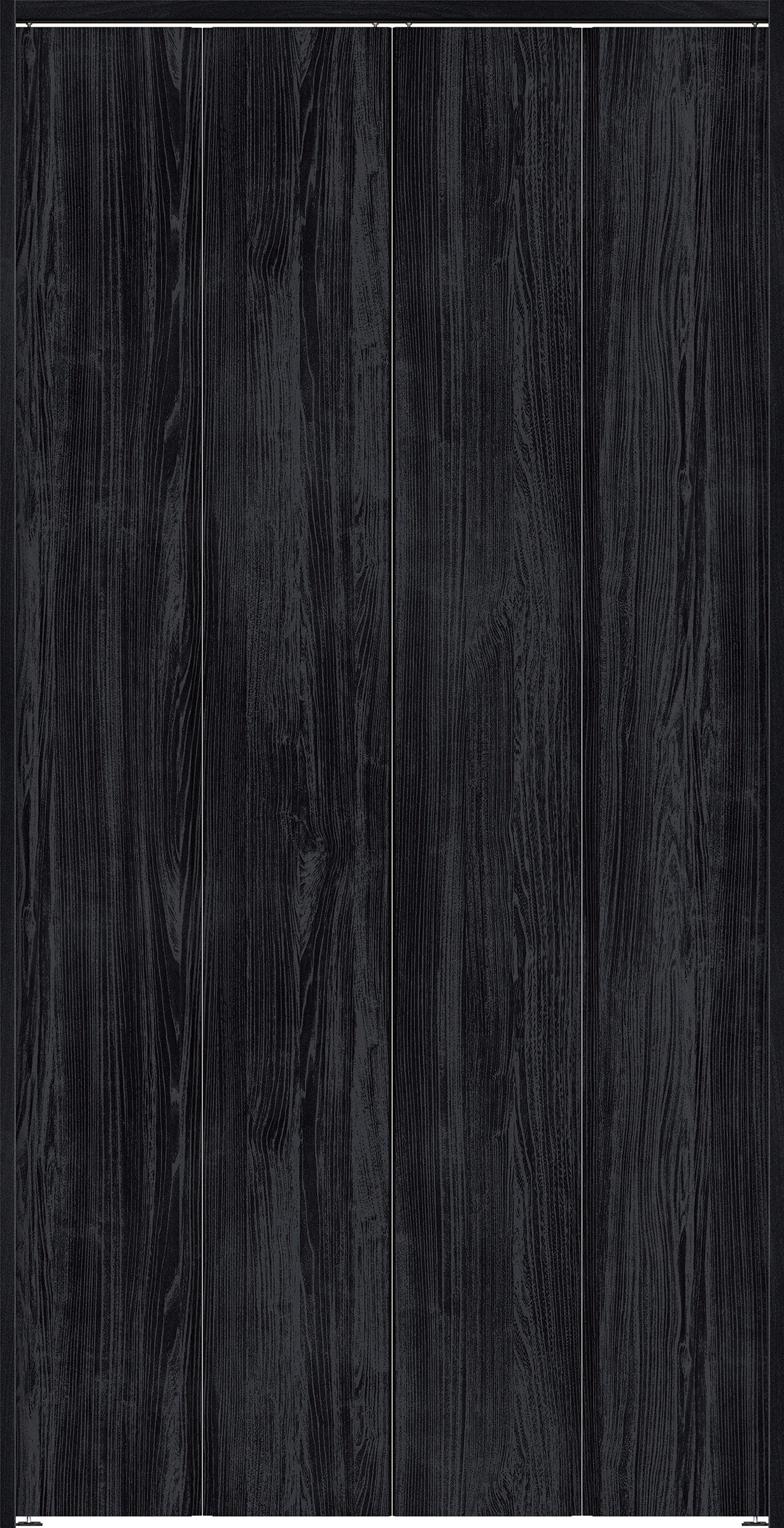 クローク収納　イエリア　折戸ユニット　ハンドルレス縦木目タイプ　ウッド扉　下レールレス三方枠（固定枠）　セット　１１９０幅（４．５尺間口）　２３２０高　〈モスブラック柄〉　ハンドルレス