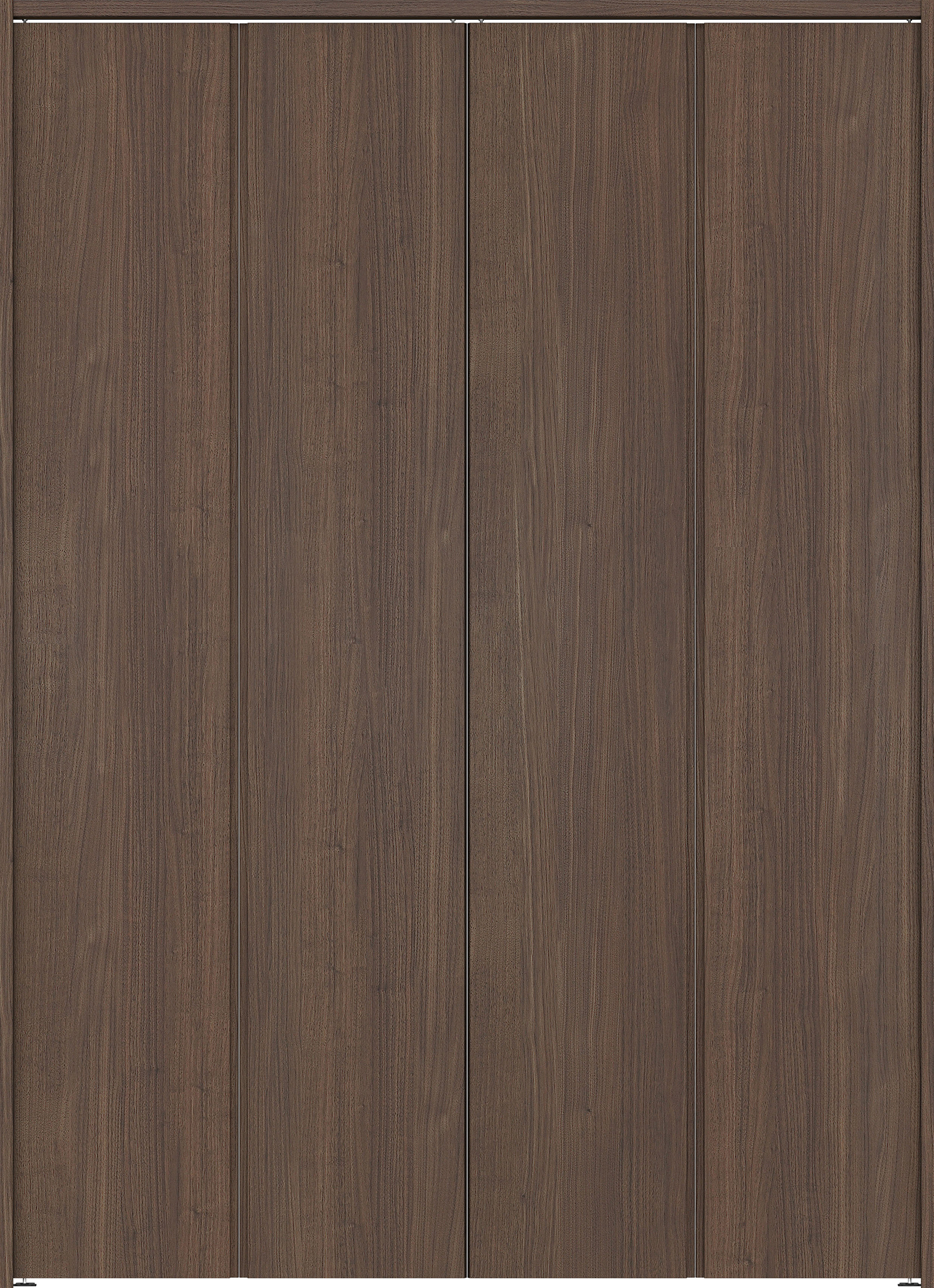 クローク収納　イエリア　折戸ユニット　ハンドルレス縦木目タイプ　ウッド扉　下レールレス三方枠（固定枠）　セット　１６８０幅（６尺間口）　２３２０高　〈ダルブラウン柄〉　ハンドルレス