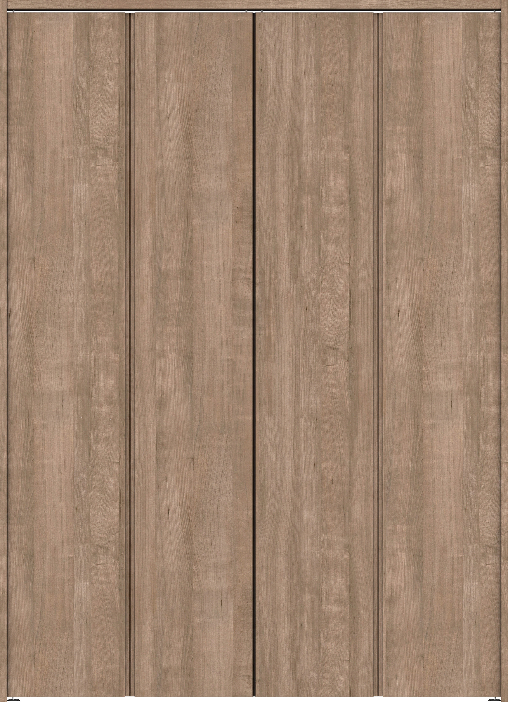 クローク収納　イエリア　折戸ユニット　ハンドルレス縦木目タイプ　ウッド扉　下レールレス三方枠（固定枠）　セット　１６８０幅（６尺間口）　２３２０高　〈トープグレー柄〉　ハンドルレス