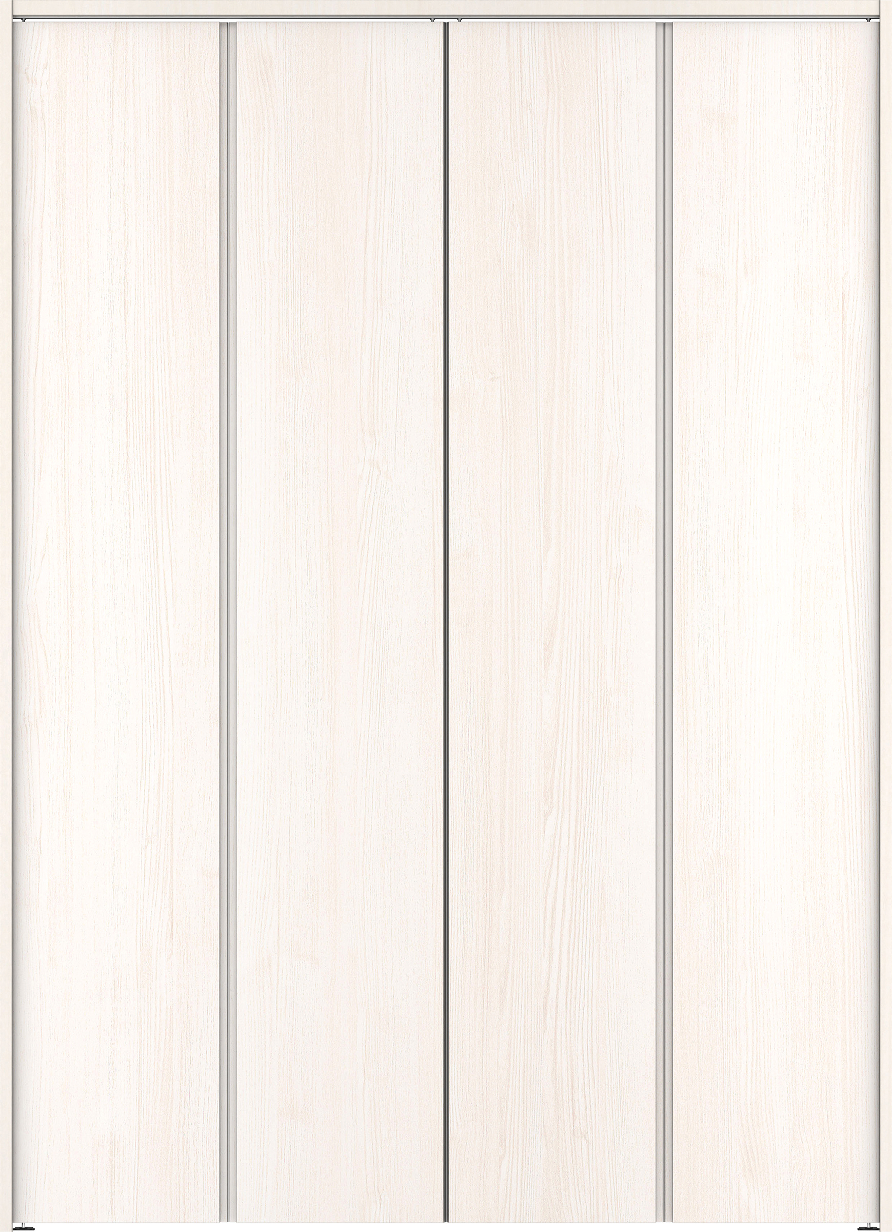 クローク収納　イエリア　折戸ユニット　ハンドルレス縦木目タイプ　ウッド扉　下レールレス三方枠（固定枠）　セット　１６４４幅（６尺小間口）　２３２０高　〈ネオホワイト柄〉　ハンドルレス