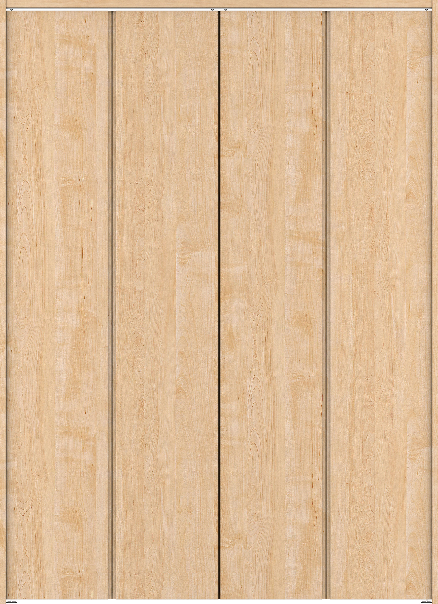 クローク収納　イエリア　折戸ユニット　ハンドルレス縦木目タイプ　ウッド扉　下レールレス三方枠（固定枠）　セット　１６８０幅（６尺間口）　２３２０高　〈ミルベージュ柄〉　ハンドルレス