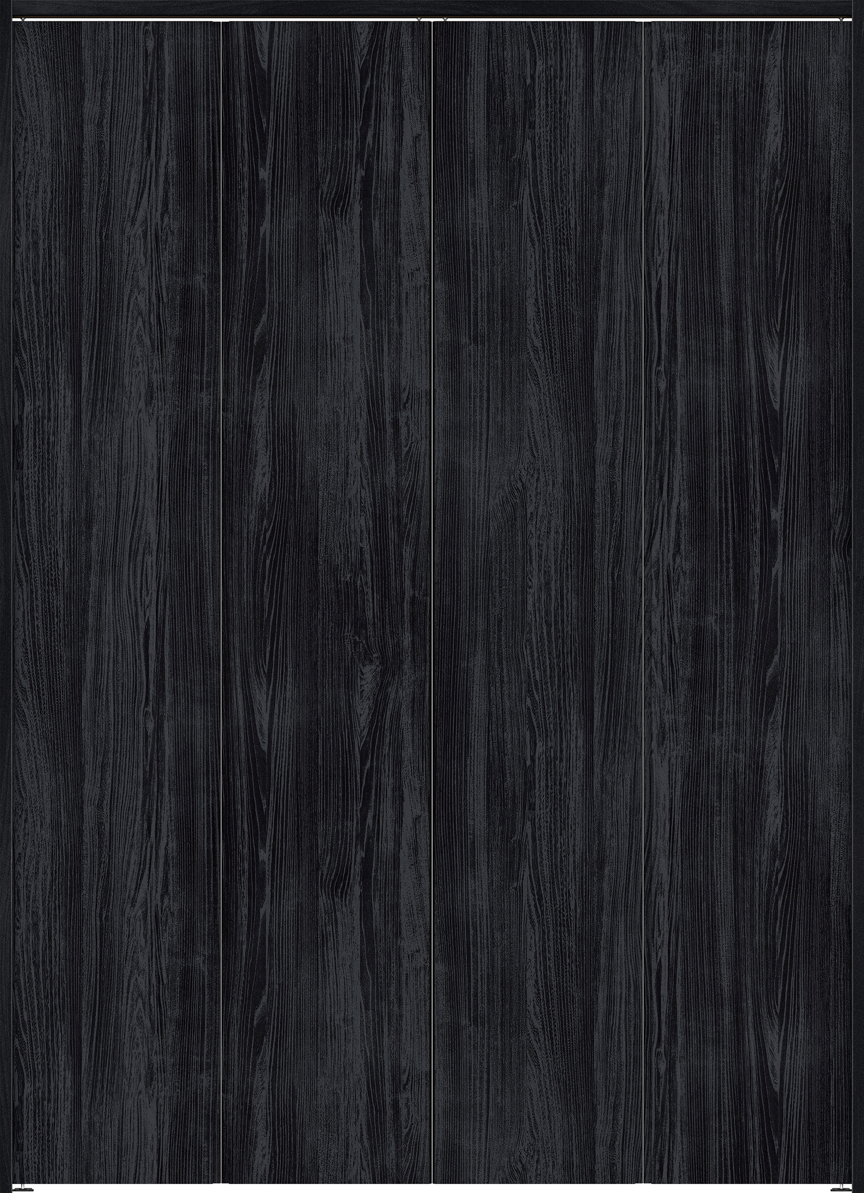 クローク収納　イエリア　折戸ユニット　ハンドルレス縦木目タイプ　ウッド扉　下レールレス三方枠（固定枠）　セット　１６８０幅（６尺間口）　２３２０高　〈モスブラック柄〉　ハンドルレス