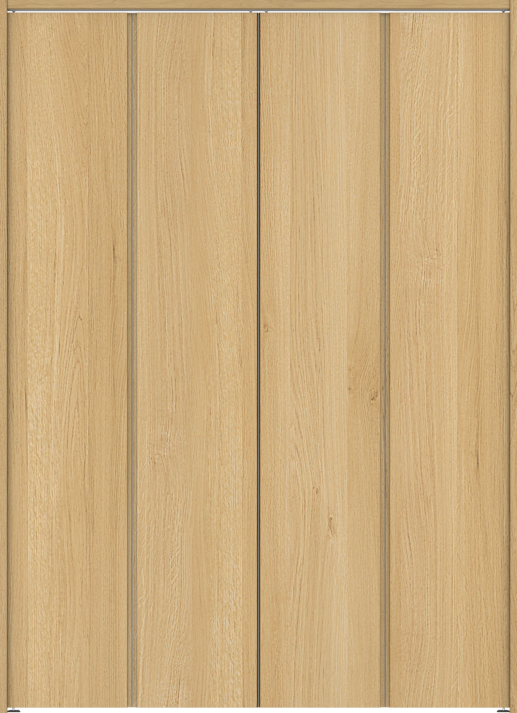 クローク収納　イエリア　折戸ユニット　ハンドルレス縦木目タイプ　ウッド扉　下レールレス三方枠（固定枠）　セット　１６８０幅（６尺間口）　２３２０高　〈ライトオーカー柄〉　ハンドルレス