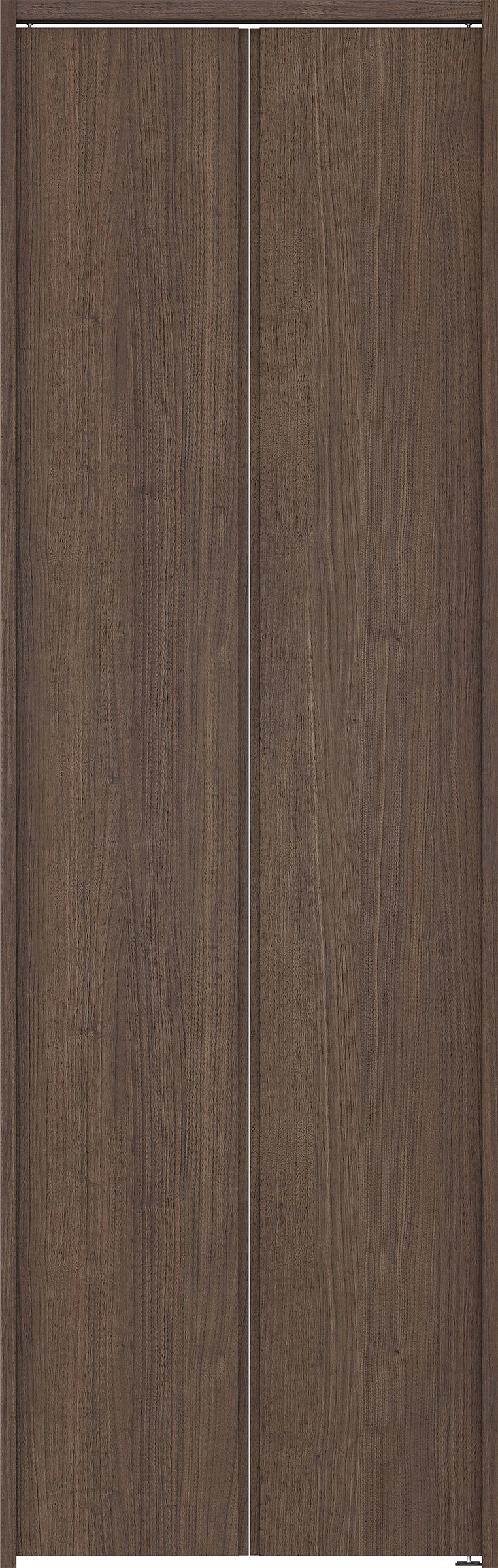 クローク収納　イエリア　折戸ユニット　ハンドルレス縦木目タイプ　ウッド扉　下レールレス三方枠（固定枠）　セット　７３５幅（３尺間口）　２３２０高　〈ダルブラウン柄〉　ハンドルレス