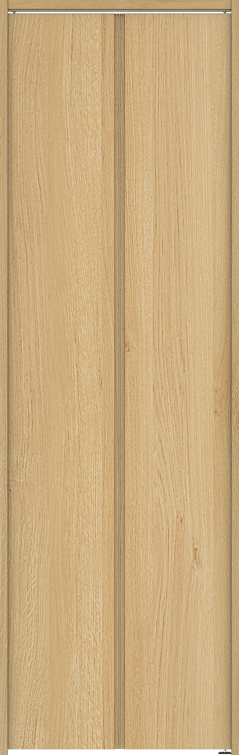 クローク収納　イエリア　折戸ユニット　ハンドルレス縦木目タイプ　ウッド扉　下レールレス三方枠（固定枠）　セット　７３５幅（３尺間口）　２３２０高　〈ライトオーカー柄〉　ハンドルレス