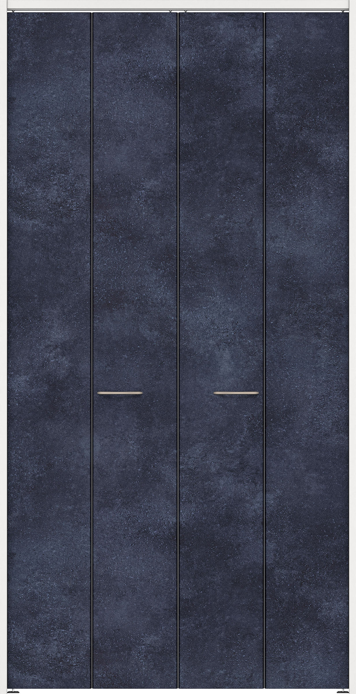 クローク収納　イエリア　折戸ユニット　フラットタイプ　パネル扉　下レールレス三方枠（固定枠）　セット　１１９０幅（４．５尺間口）　２３２０高　〈コバルトブルー柄〉　ハンドル角型〈鏡面クローム仕上げ〉