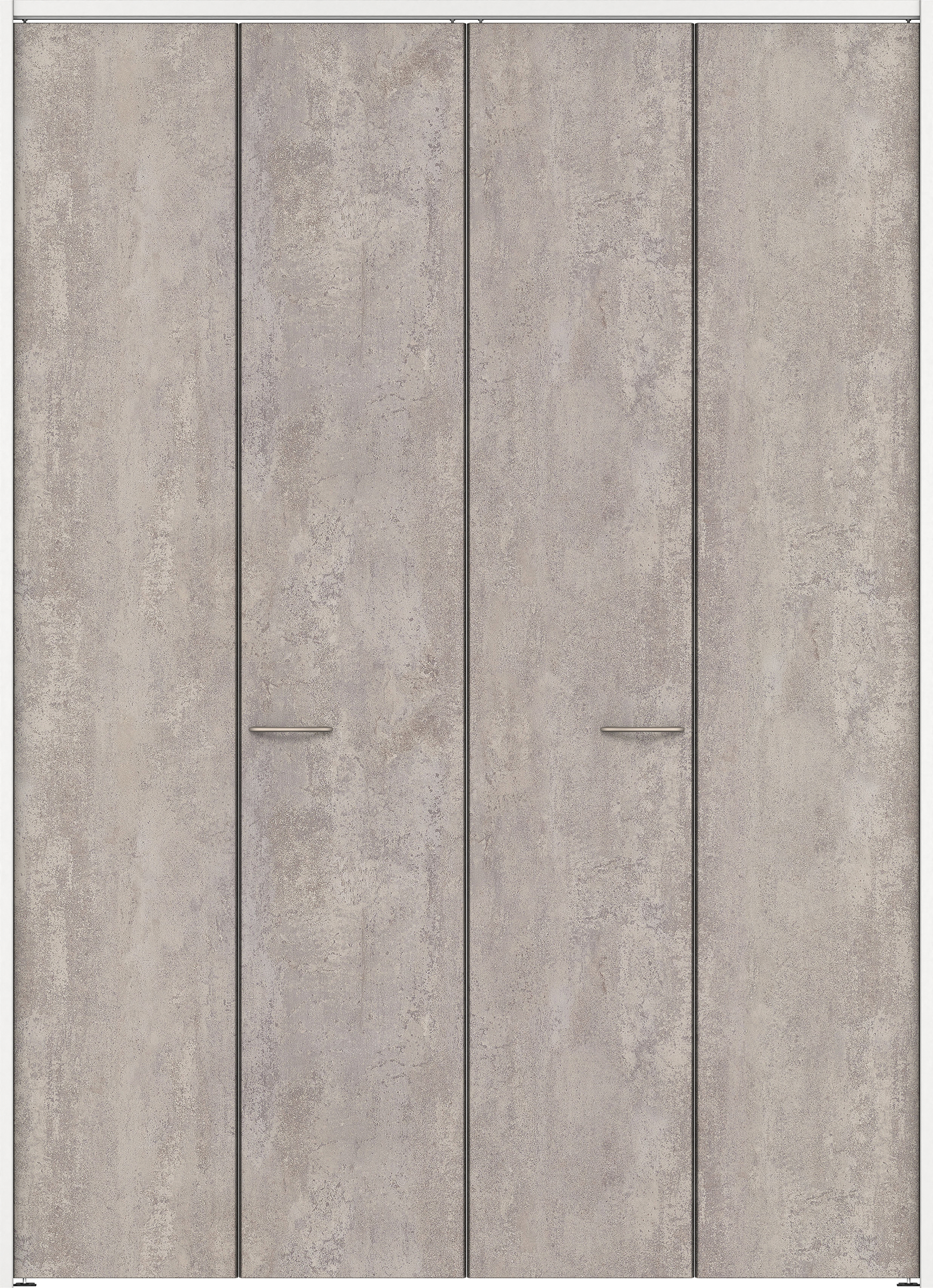 クローク収納　イエリア　折戸ユニット　フラットタイプ　パネル扉　下レールレス三方枠（固定枠）　セット　１６８０幅（６尺間口）　２３２０高　〈コンクリートグレー柄〉　ハンドル角型〈ブラック色〉