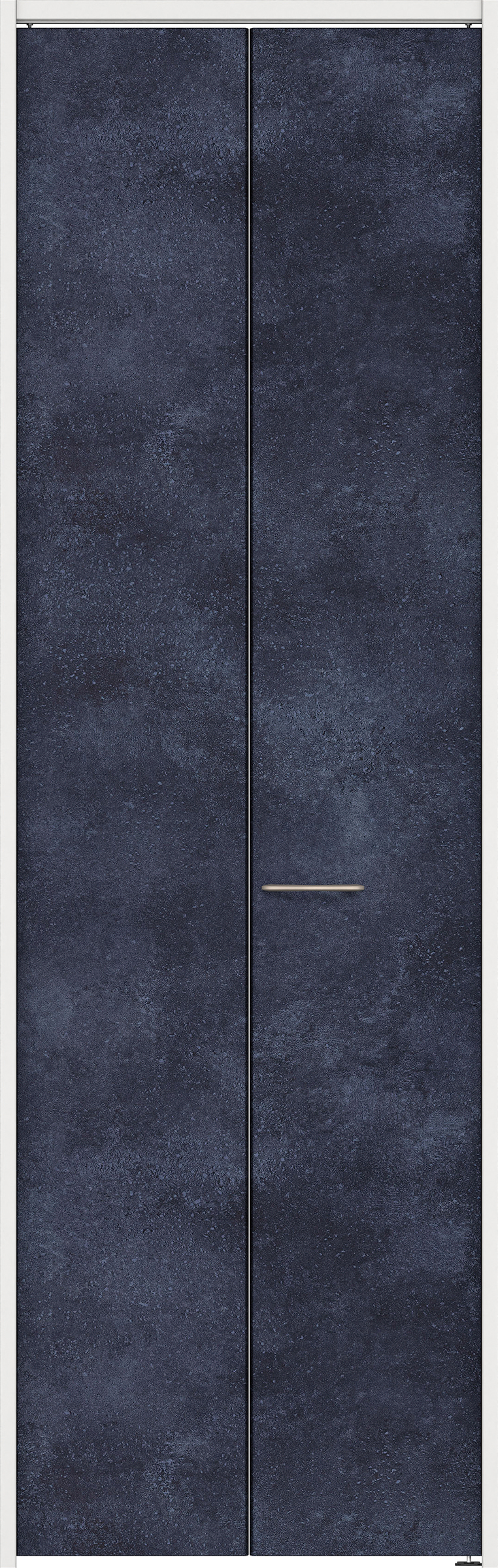 クローク収納　イエリア　折戸ユニット　フラットタイプ　パネル扉　下レールレス三方枠（固定枠）　セット　７３５幅（３尺間口）　２３２０高　〈コバルトブルー柄〉　ハンドル角型〈Ｔシルバー色〉