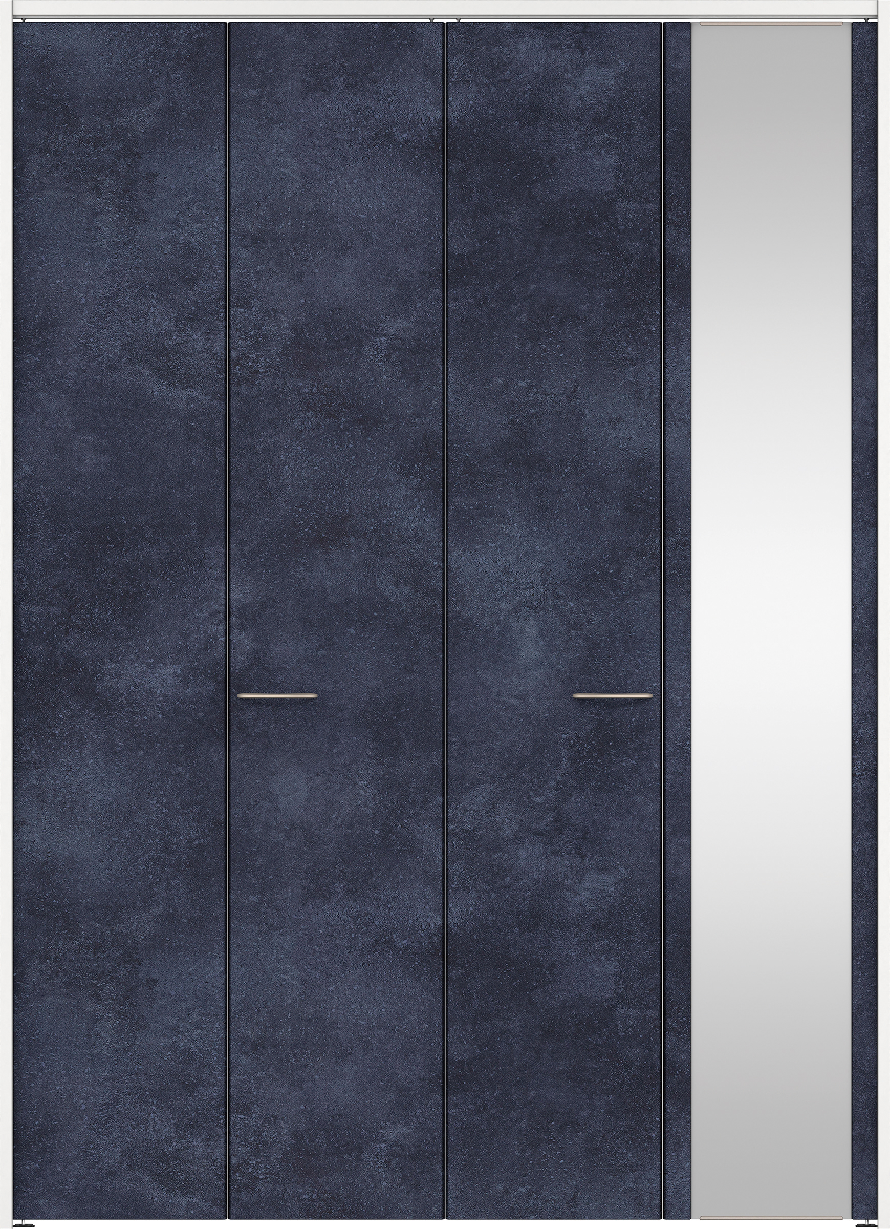 クローク収納　イエリア　折戸ユニット　フラットタイプ　ミラー扉　下レールレス三方枠（固定枠）　セット　１６４４幅（６尺小間口）　２３２０高　〈コバルトブルー柄〉　ハンドル角型〈Ｔシルバー色〉