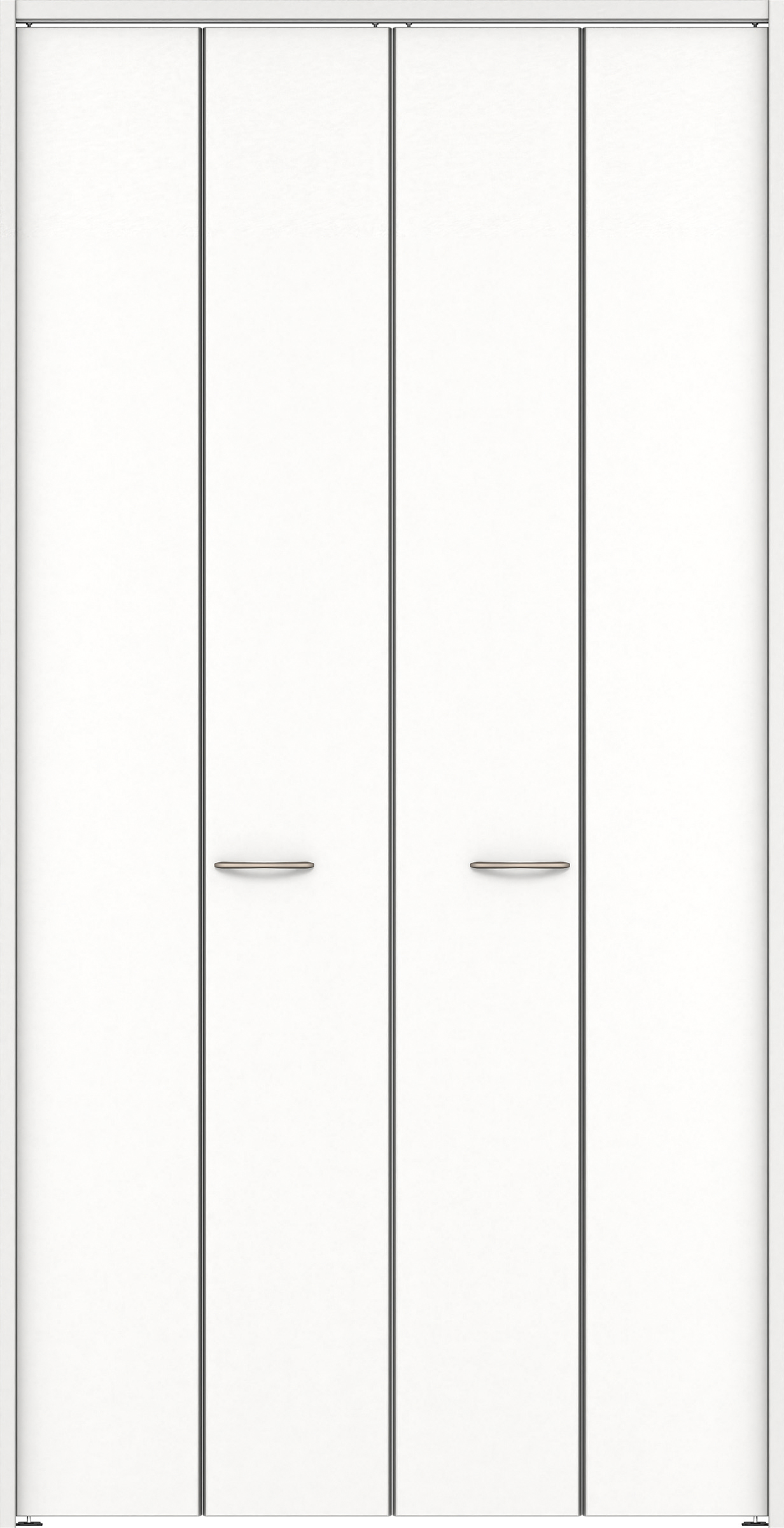 クローク収納　イエリア　折戸ユニット　フラット縦木目　ウッド扉　下レールレス三方枠（固定枠）　セット　１１９０幅（４．５尺間口）　２３２０高　〈パウダーホワイト柄〉　ハンドルラウンド型〈Ｔシルバー色〉