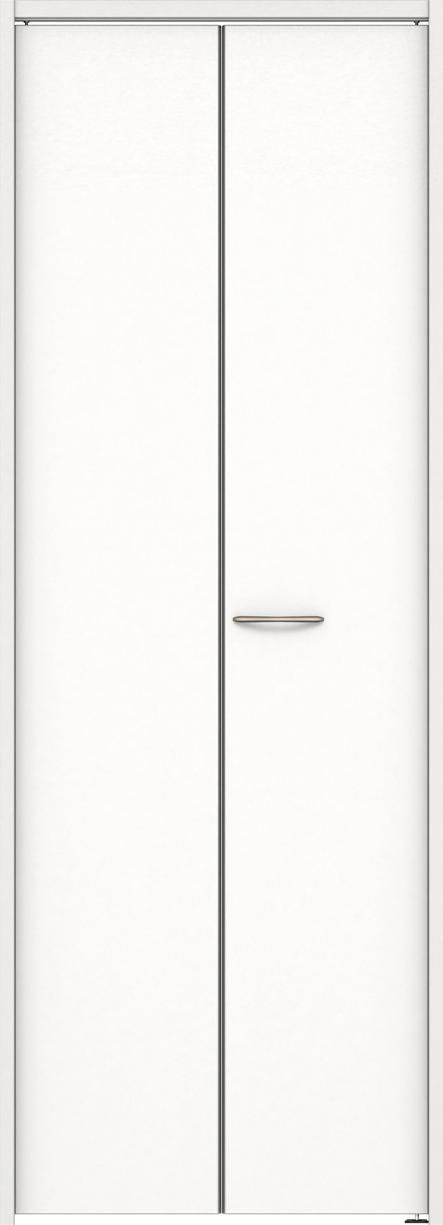 クローク収納　イエリア　折戸ユニット　フラット縦木目　ウッド扉　下レールレス三方枠（固定枠）　セット　７３５幅（３尺間口）　２０３５高　〈パウダーホワイト柄〉　ハンドルラウンド型〈Ｔシルバー色〉