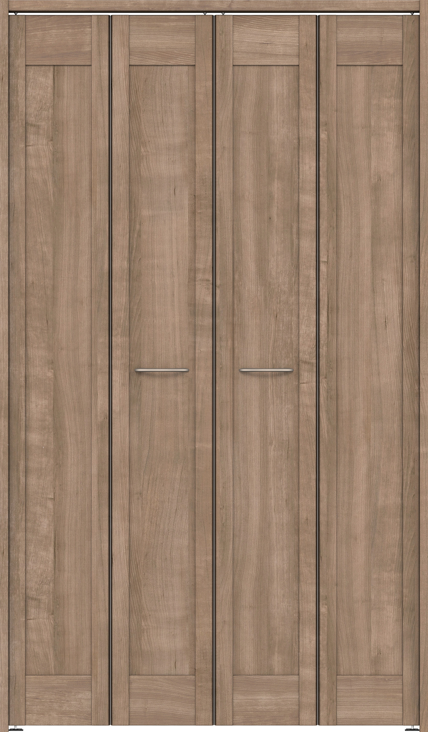 クローク収納　イエリア　折戸ユニット　カマチ　ウッド扉　下レールレス三方枠（固定枠）　セット　１１９０幅（４．５尺間口）　２０３５高　〈トープグレー柄〉　ハンドルラウンド型〈Ｔシルバー色〉　抗ウイルス