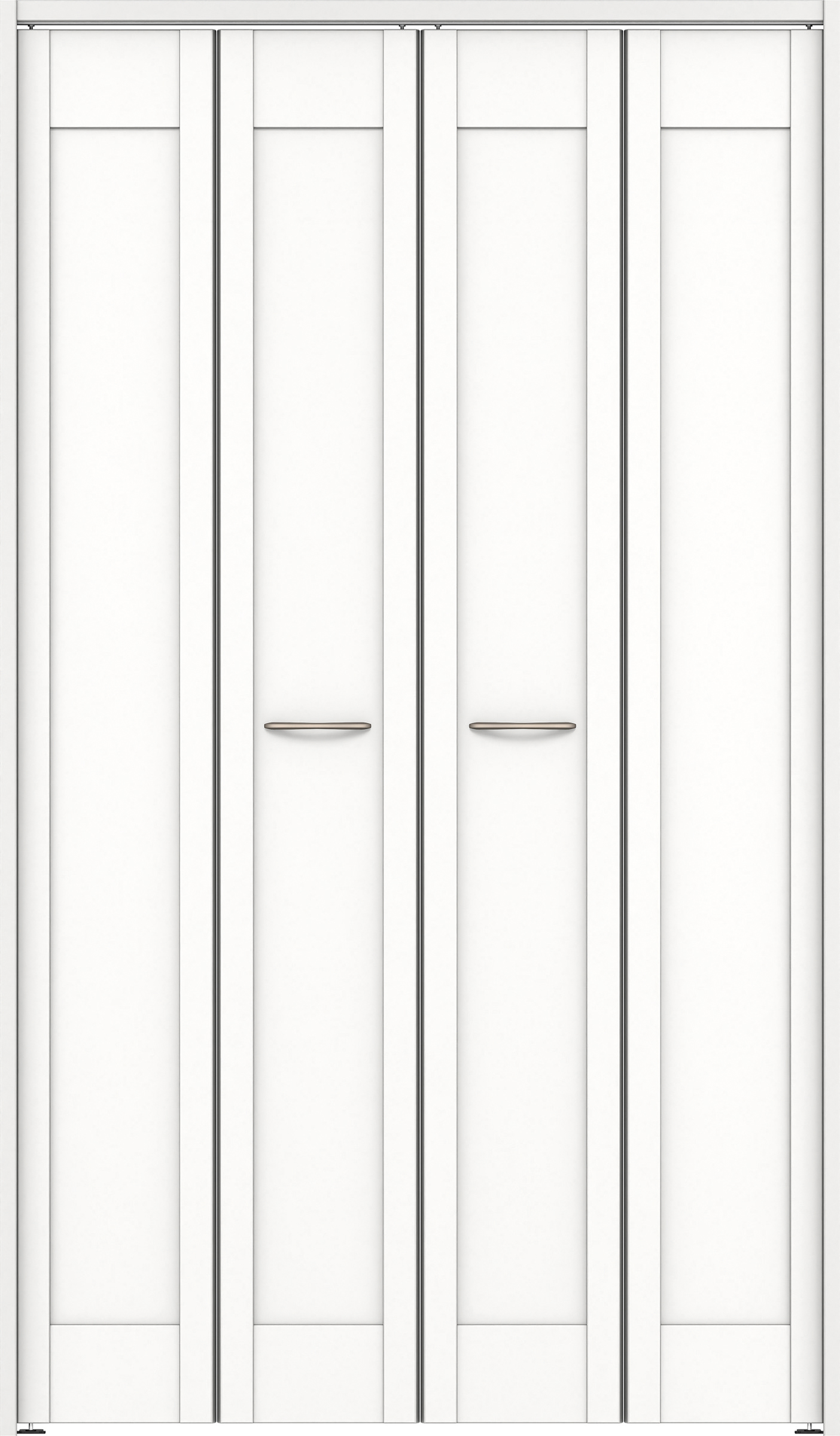 クローク収納　イエリア　折戸ユニット　カマチタイプ　ウッド扉　下レールレス三方枠（固定枠）　セット　１１９０幅（４．５尺間口）　２０３５高　〈パウダーホワイト柄〉　ハンドルラウンド型〈Ｔシルバー色〉