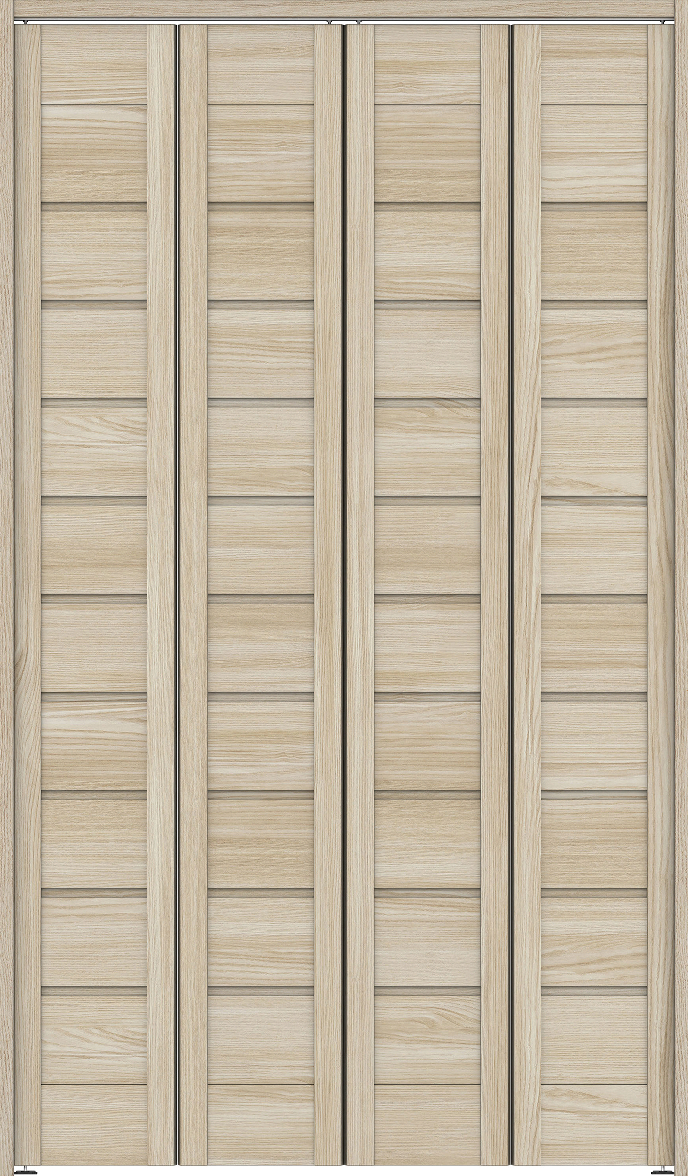 クローク収納　イエリア　折戸ユニット　通気タイプ　ウッド扉　下レールレス三方枠（固定枠）　セット　１１９０幅（４．５尺間口）　２０３５高　〈ソフトグレージュ柄〉　ハンドルレス