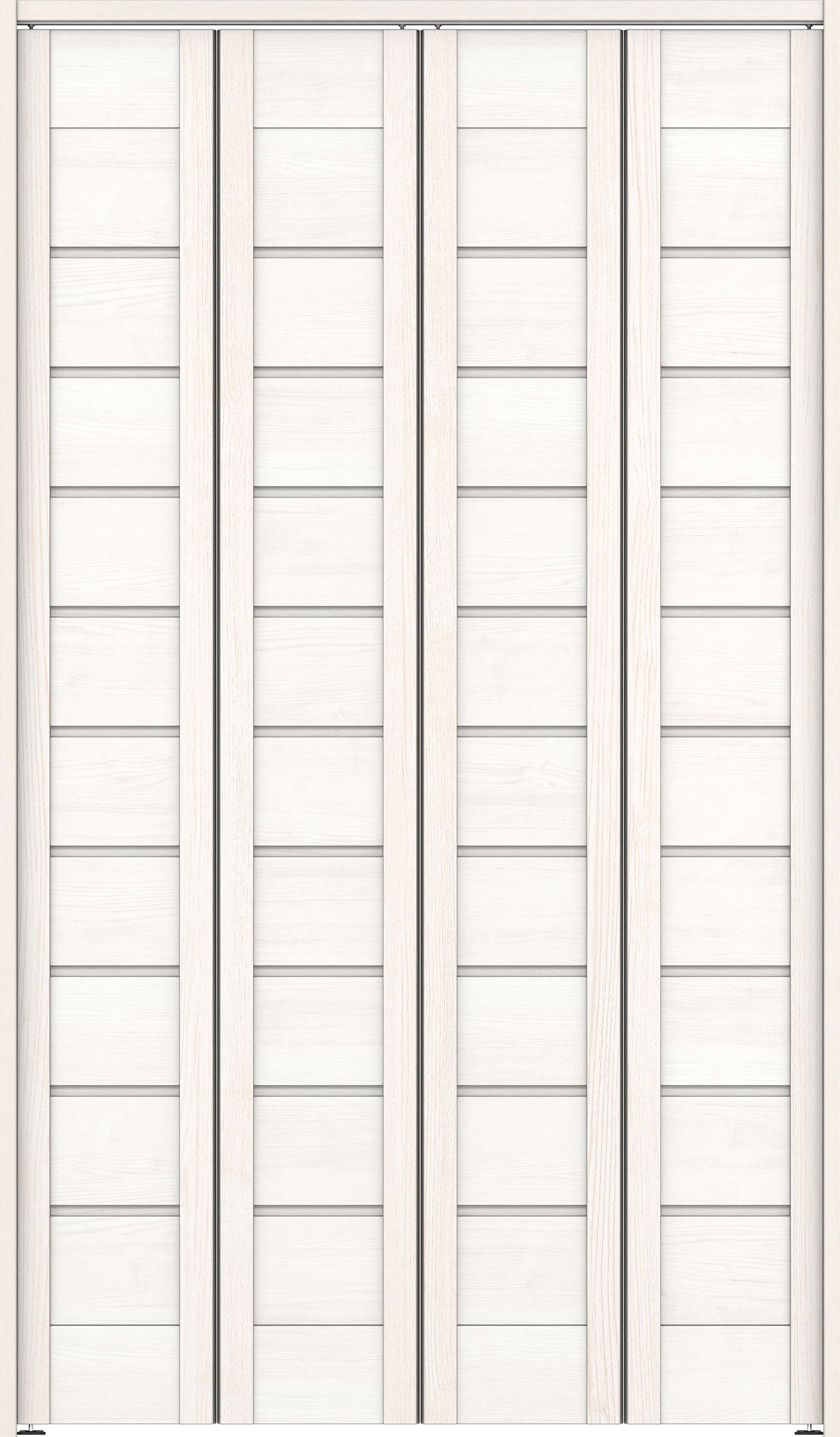 クローク収納　イエリア　折戸ユニット　通気タイプ　ウッド扉　下レールレス三方枠（固定枠）　セット　１１９０幅（４．５尺間口）　２０３５高　〈ネオホワイト柄〉　ハンドルレス