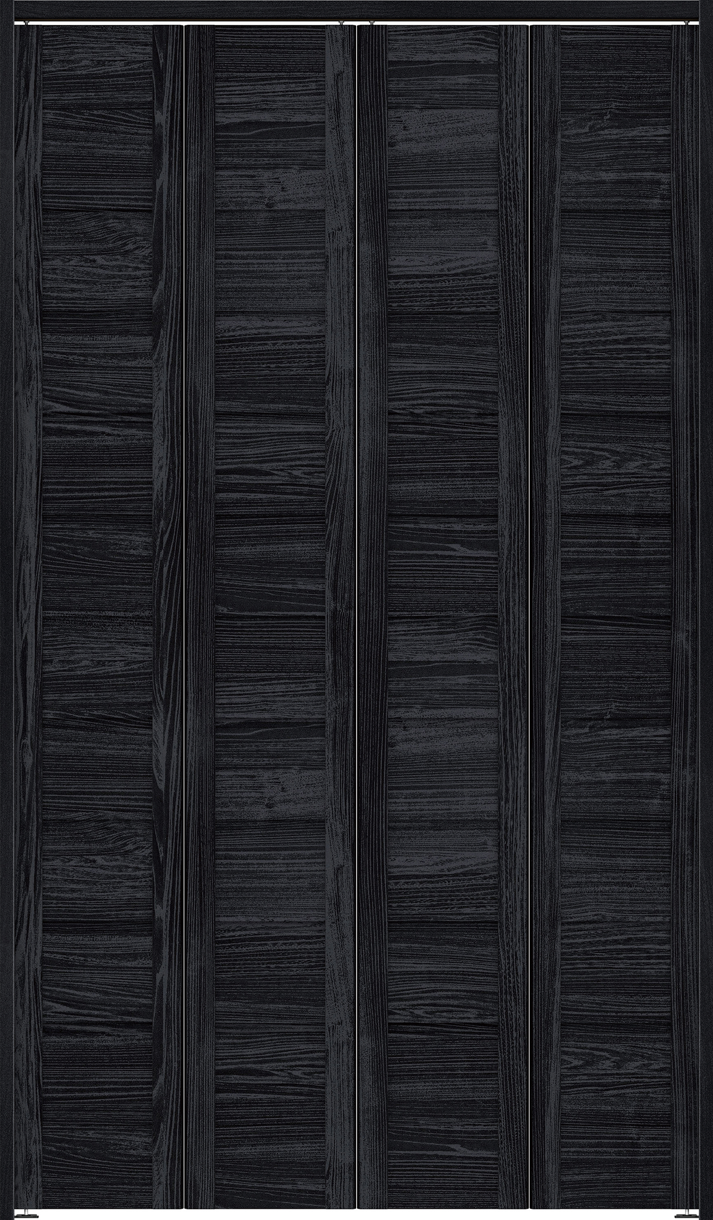 クローク収納　イエリア　折戸ユニット　通気タイプ　ウッド扉　下レールレス三方枠（固定枠）　セット　１１９０幅（４．５尺間口）　２０３５高　〈モスブラック柄〉　ハンドルレス