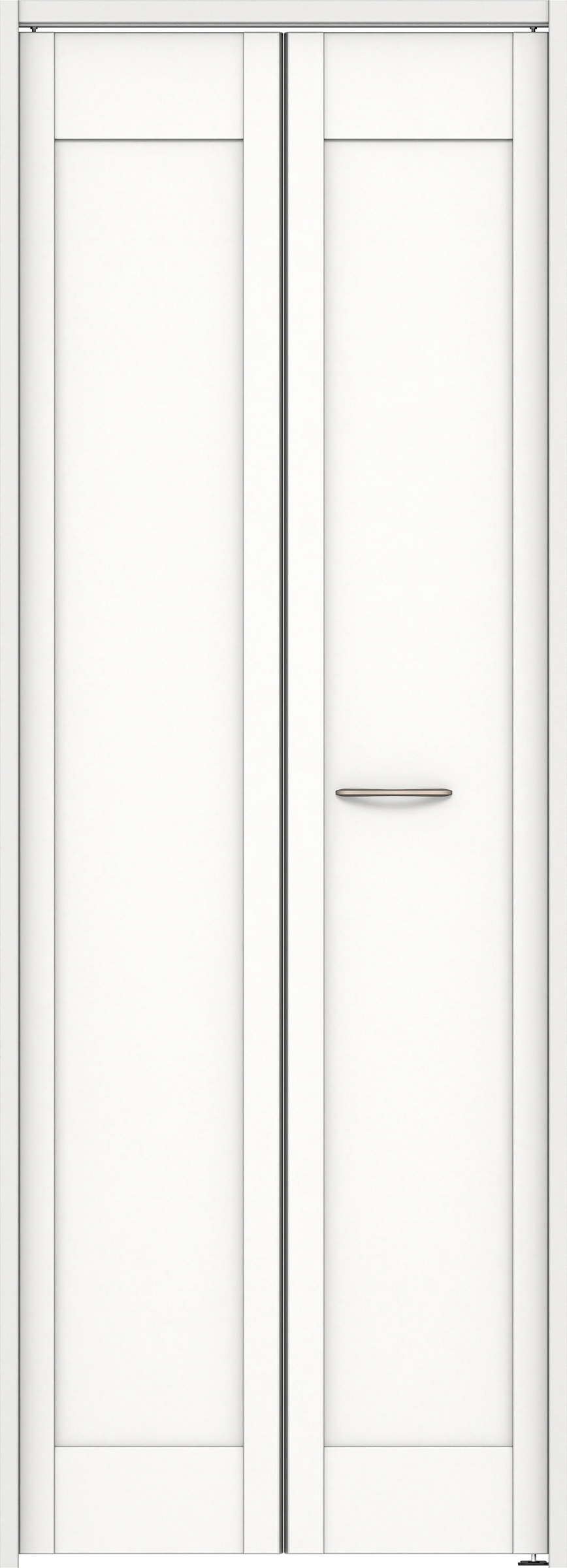 クローク収納　イエリア　折戸ユニット　カマチタイプ　ウッド扉　下レールレス三方枠（固定枠）　セット　７３５幅（３尺間口）　２０３５高　〈パウダーホワイト柄〉　ハンドルラウンド型〈Ｔシルバー色〉