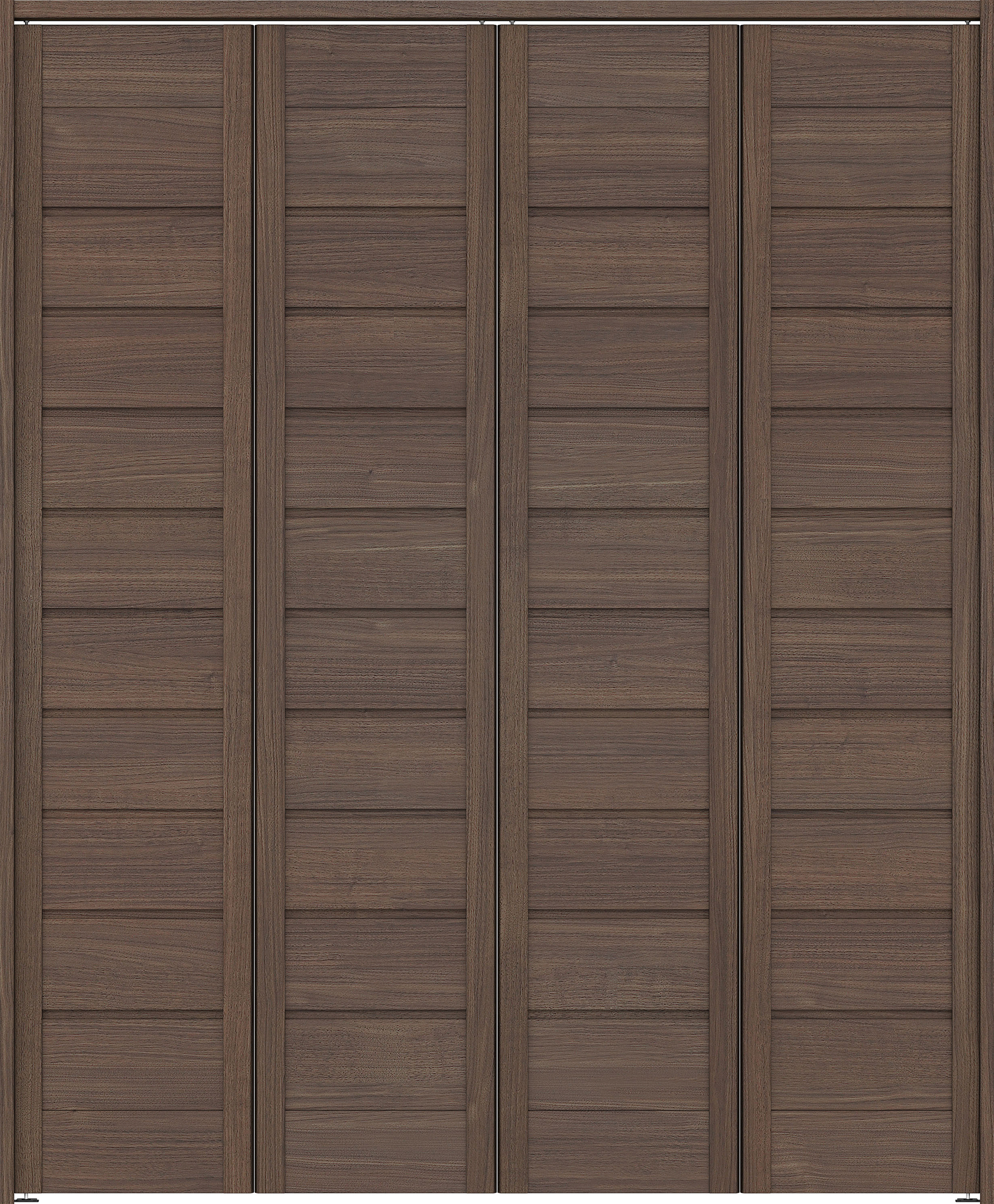 クローク収納　イエリア　折戸ユニット　通気タイプ　ウッド扉　下レールレス三方枠（固定枠）　セット　１６８０幅（６尺間口）　２０３５高　〈ダルブラウン柄〉　ハンドルレス