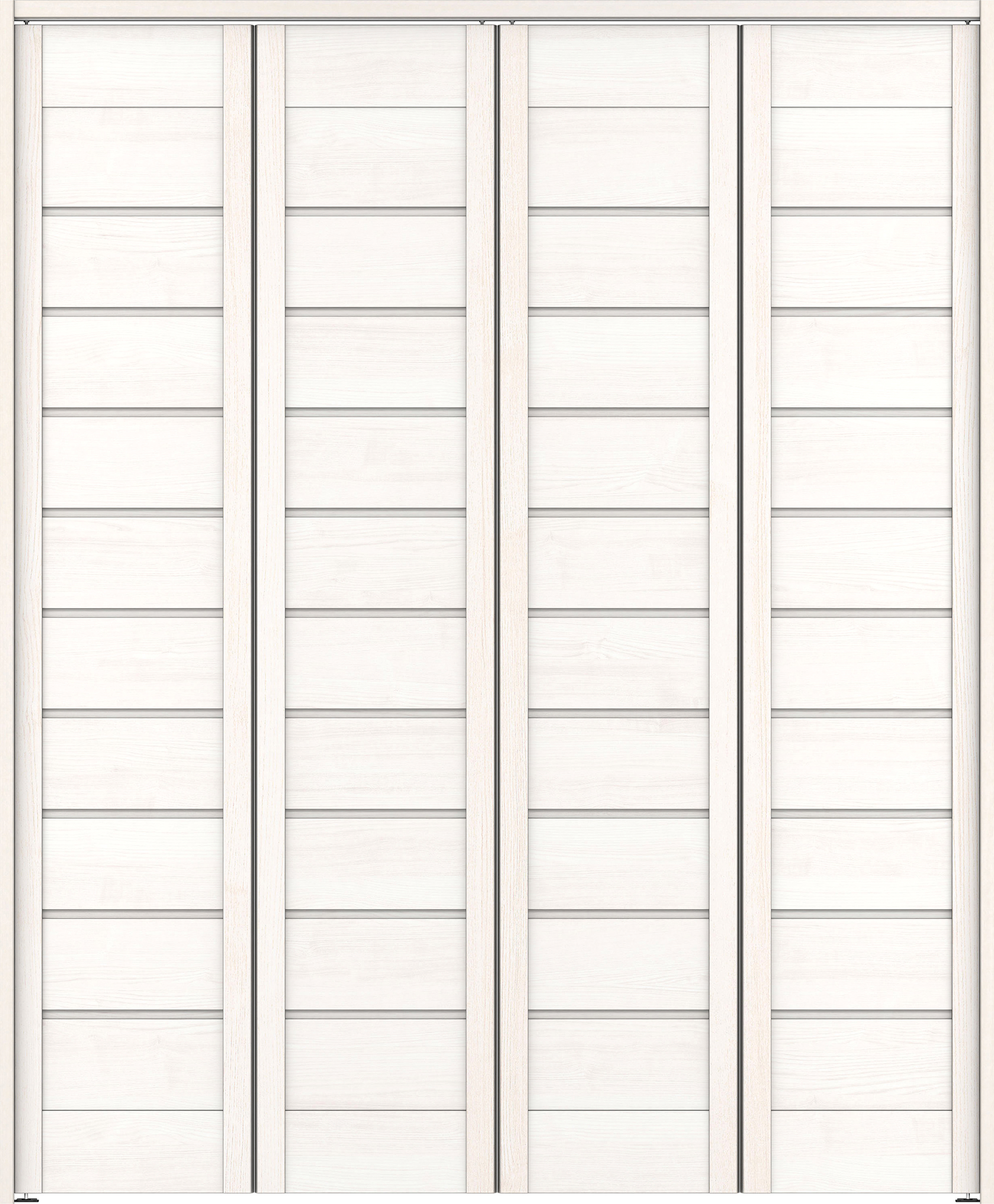 クローク収納　イエリア　折戸ユニット　通気タイプ　ウッド扉　下レールレス三方枠（固定枠）　セット　１６８０幅（６尺間口）　２０３５高　〈ネオホワイト柄〉　ハンドルレス