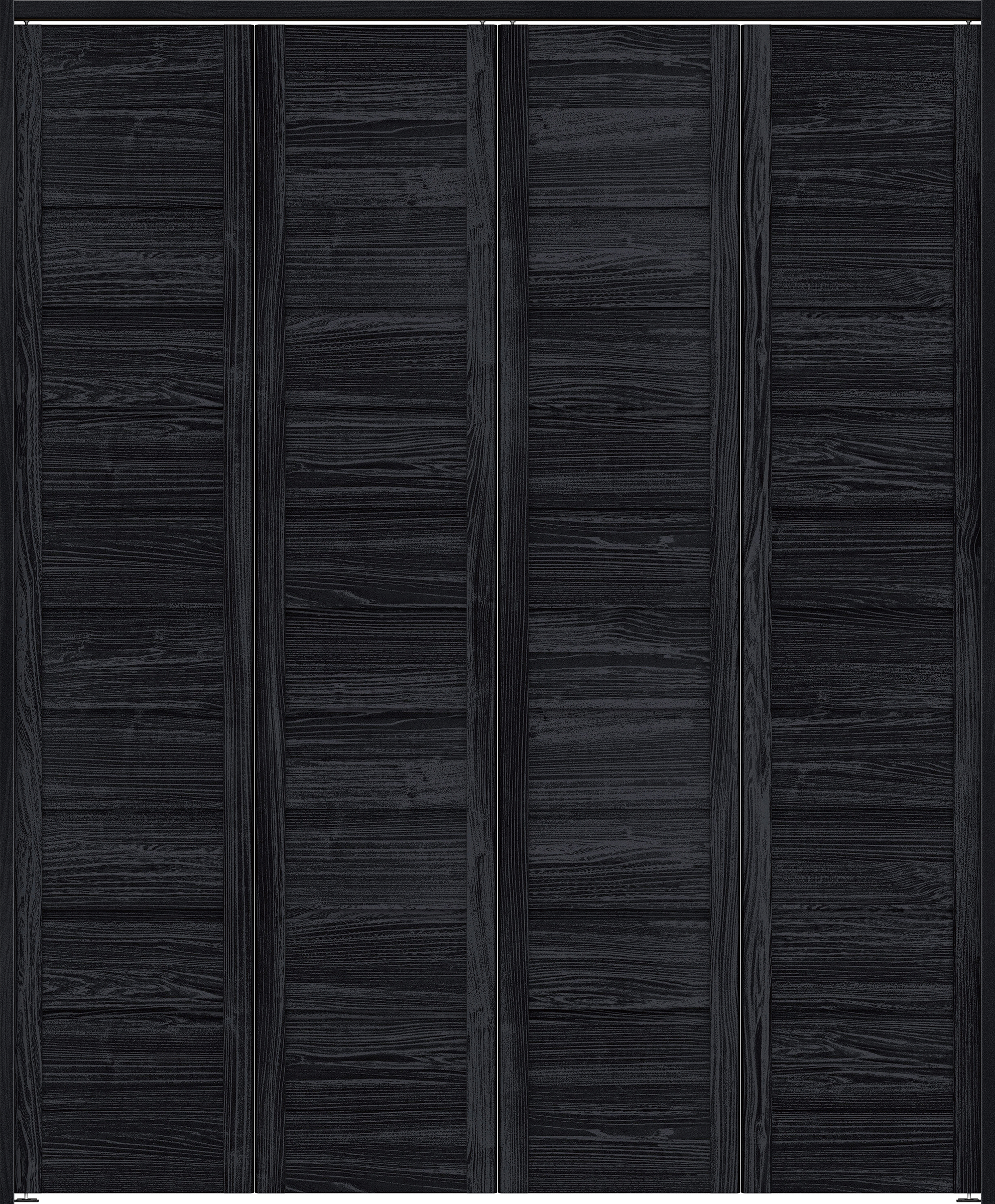 クローク収納　イエリア　折戸ユニット　通気タイプ　ウッド扉　下レールレス三方枠（固定枠）　セット　１６８０幅（６尺間口）　２０３５高　〈モスブラック柄〉　ハンドルレス