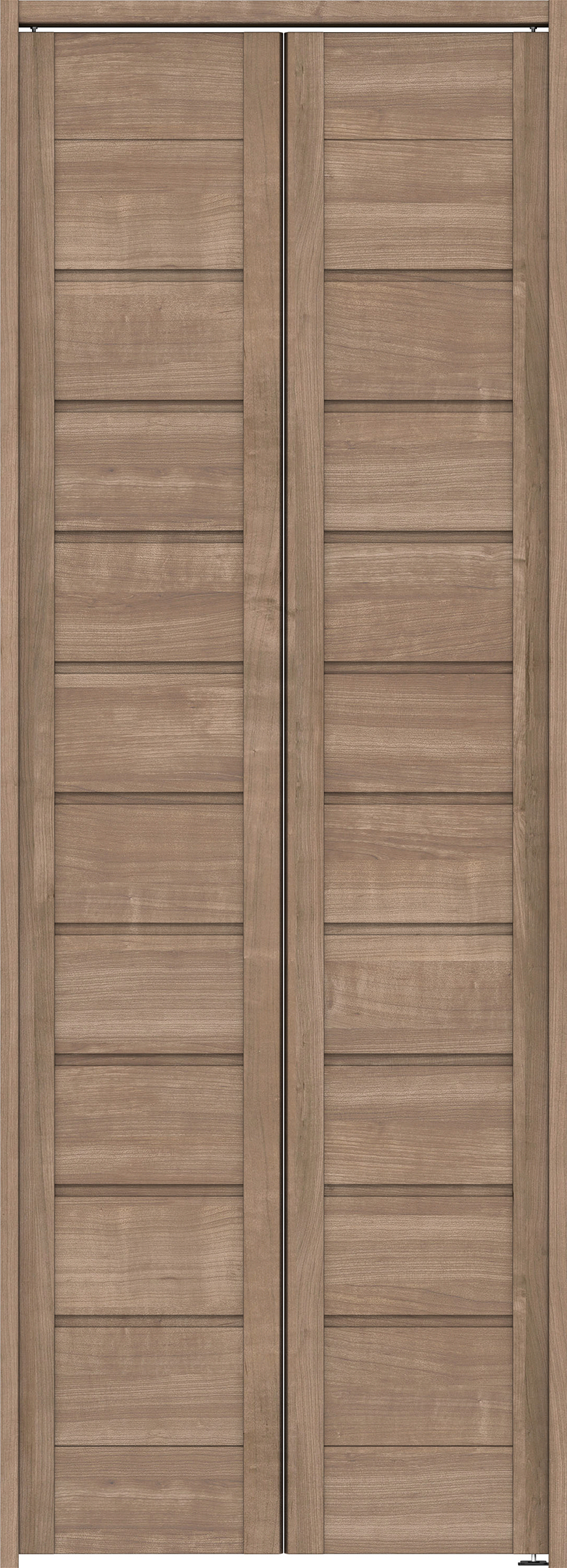 クローク収納　イエリア　折戸ユニット　通気タイプ　ウッド扉　下レールレス三方枠（固定枠）　セット　７３５幅（３尺間口）　２０３５高　〈トープグレー柄〉　ハンドルレス