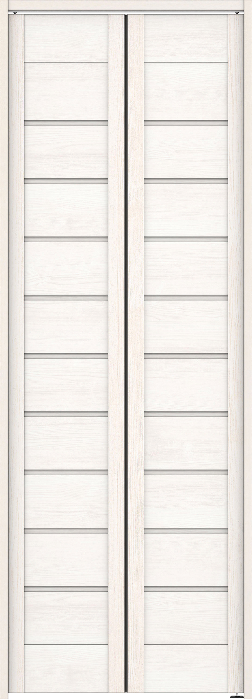 クローク収納　イエリア　折戸ユニット　通気タイプ　ウッド扉　下レールレス三方枠（固定枠）　セット　７３５幅（３尺間口）　２０３５高　〈ネオホワイト柄〉　ハンドルレス