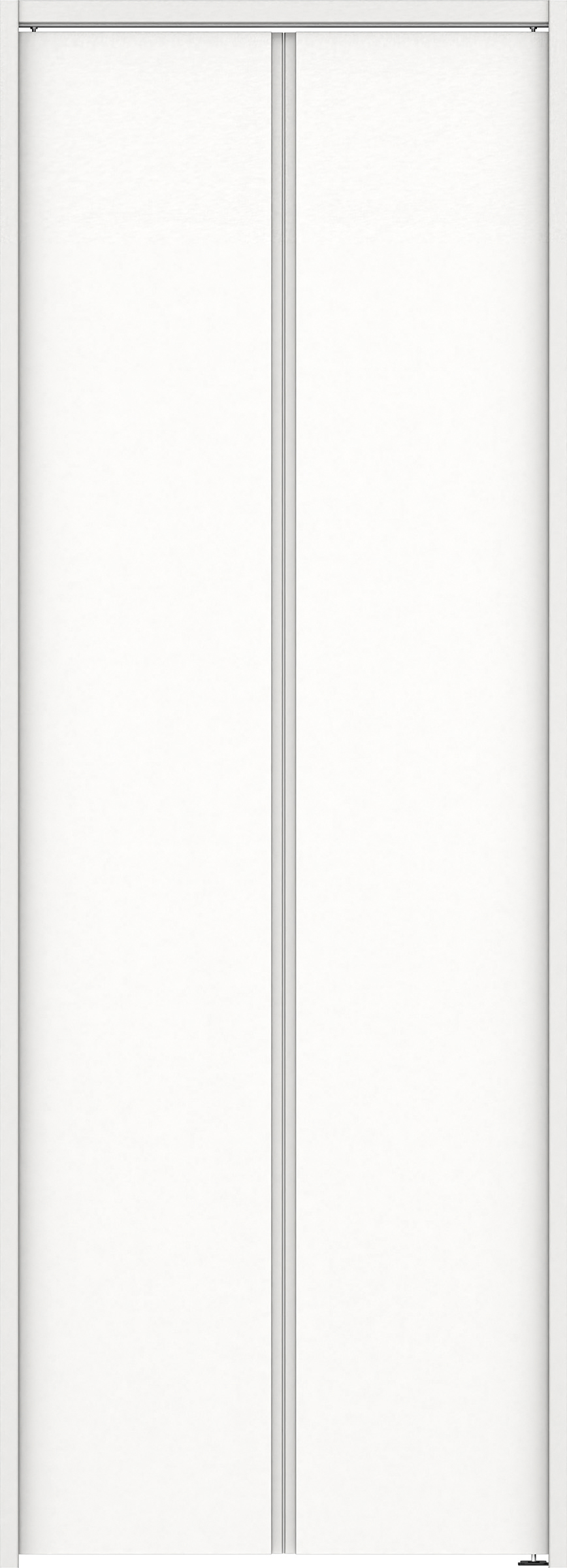 クローク収納　イエリア　折戸ユニット　ハンドルレスタイプ　ウッド扉　下レールレス三方枠（固定枠）　セット　７３５幅（３尺間口）　２０３５高　〈パウダーホワイト柄〉　ハンドルレス