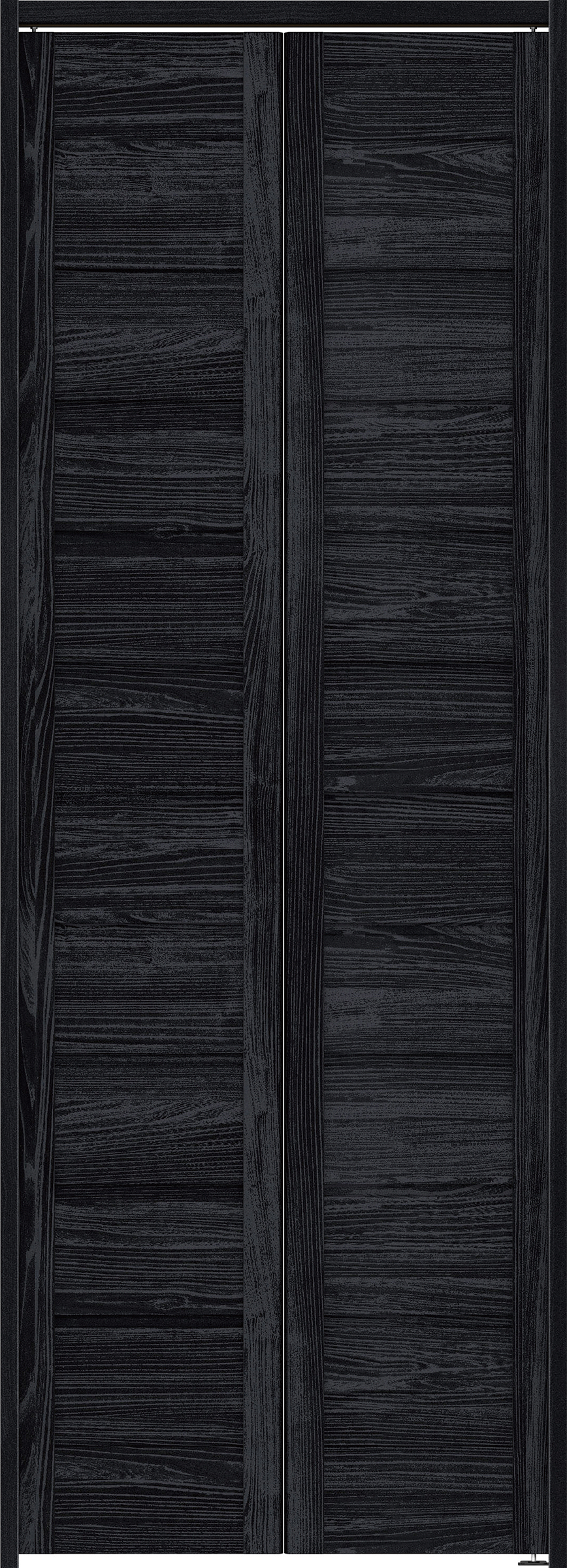 クローク収納　イエリア　折戸ユニット　通気タイプ　ウッド扉　下レールレス三方枠（固定枠）　セット　７３５幅（３尺間口）　２０３５高　〈モスブラック柄〉　ハンドルレス