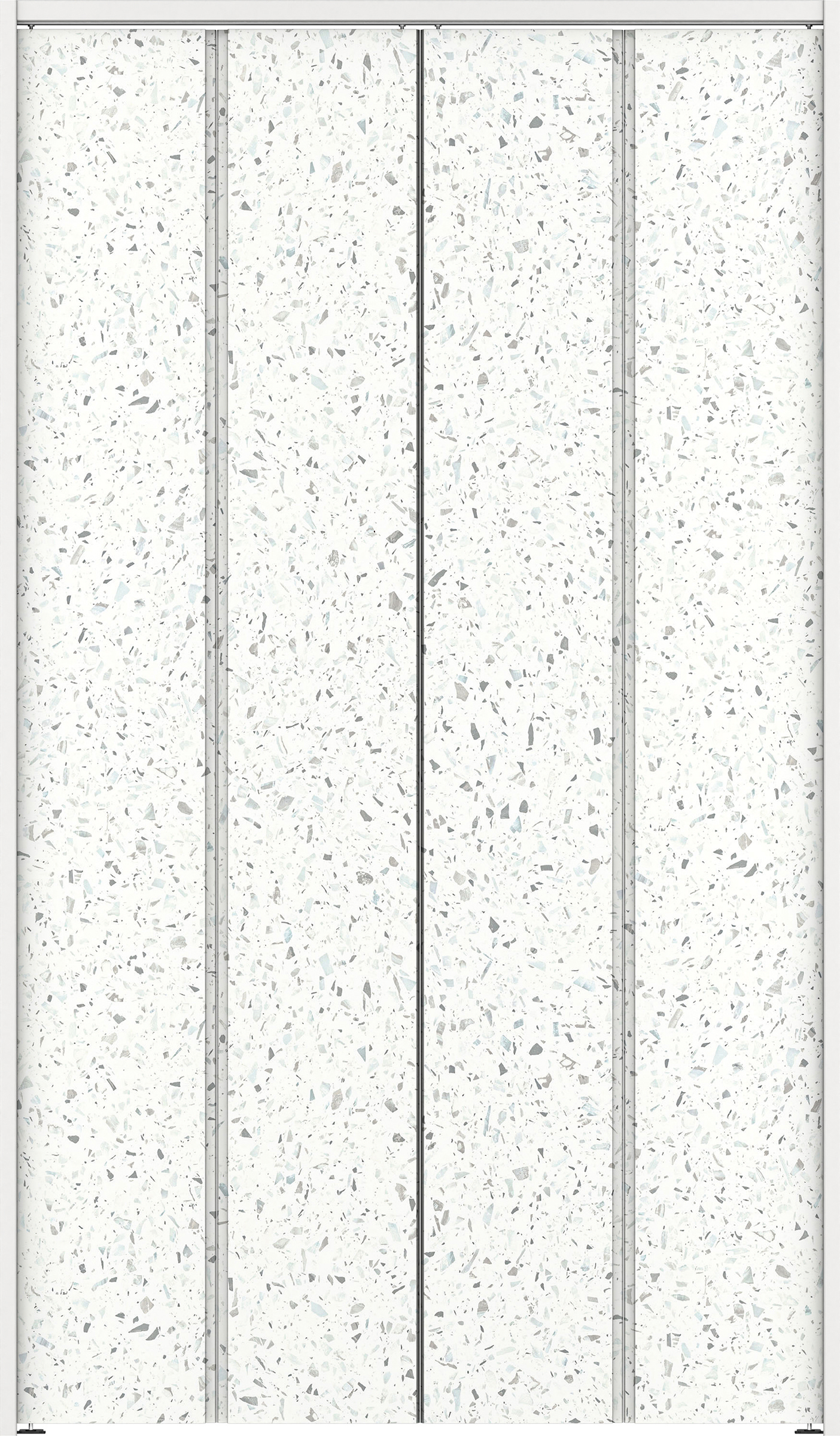 クローク収納　イエリア　折戸ユニット　ハンドルレスタイプ　パネル扉　下レールレス三方枠（固定枠）　セット　１１９０幅（４．５尺間口）　２０３５高　〈テラゾホワイト柄〉　ハンドルレス