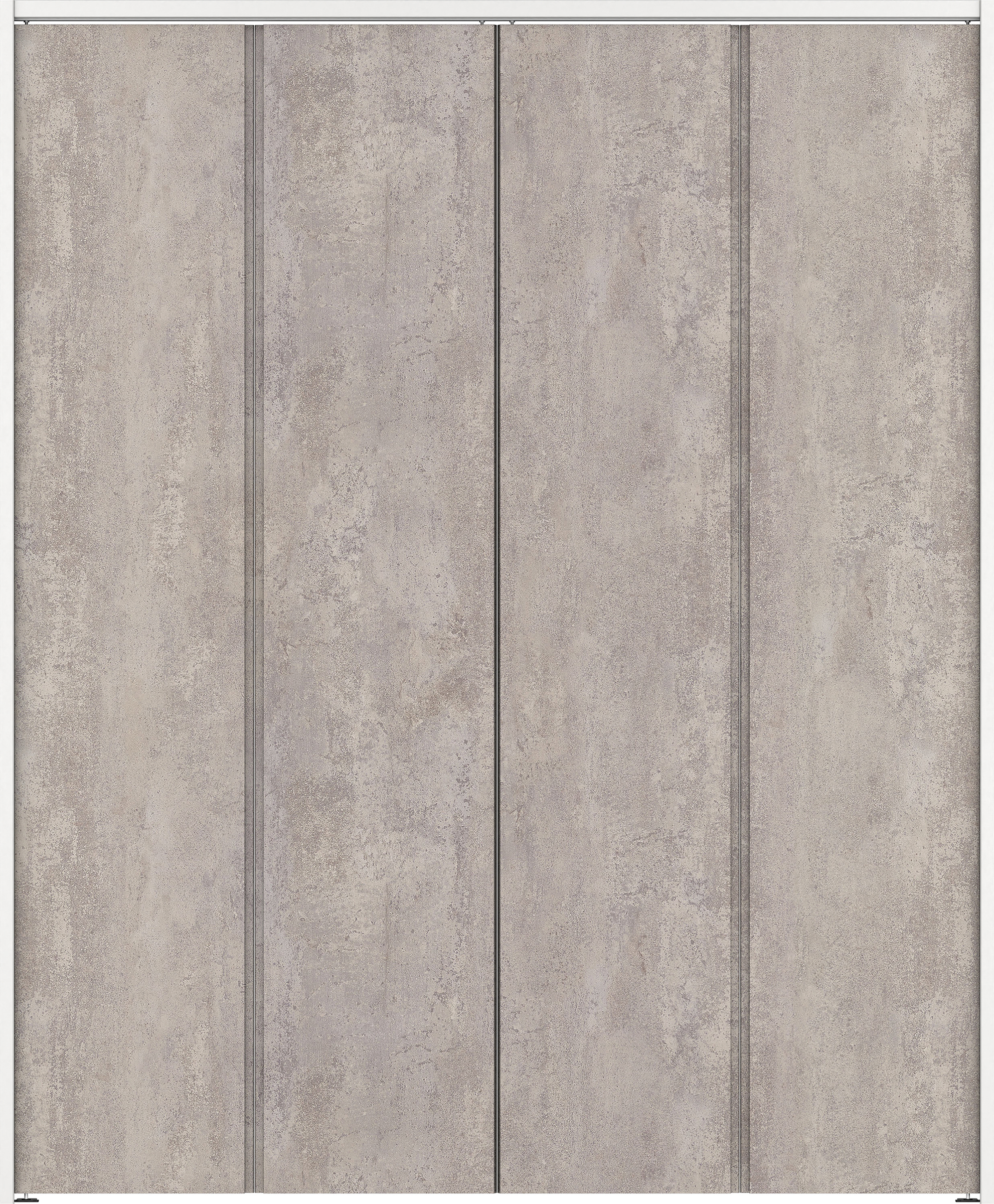 クローク収納　イエリア　折戸ユニット　ハンドルレスタイプ　パネル扉　下レールレス三方枠（固定枠）　セット　１６８０幅（６尺間口）　２０３５高　〈コンクリートグレー柄〉　ハンドルレス