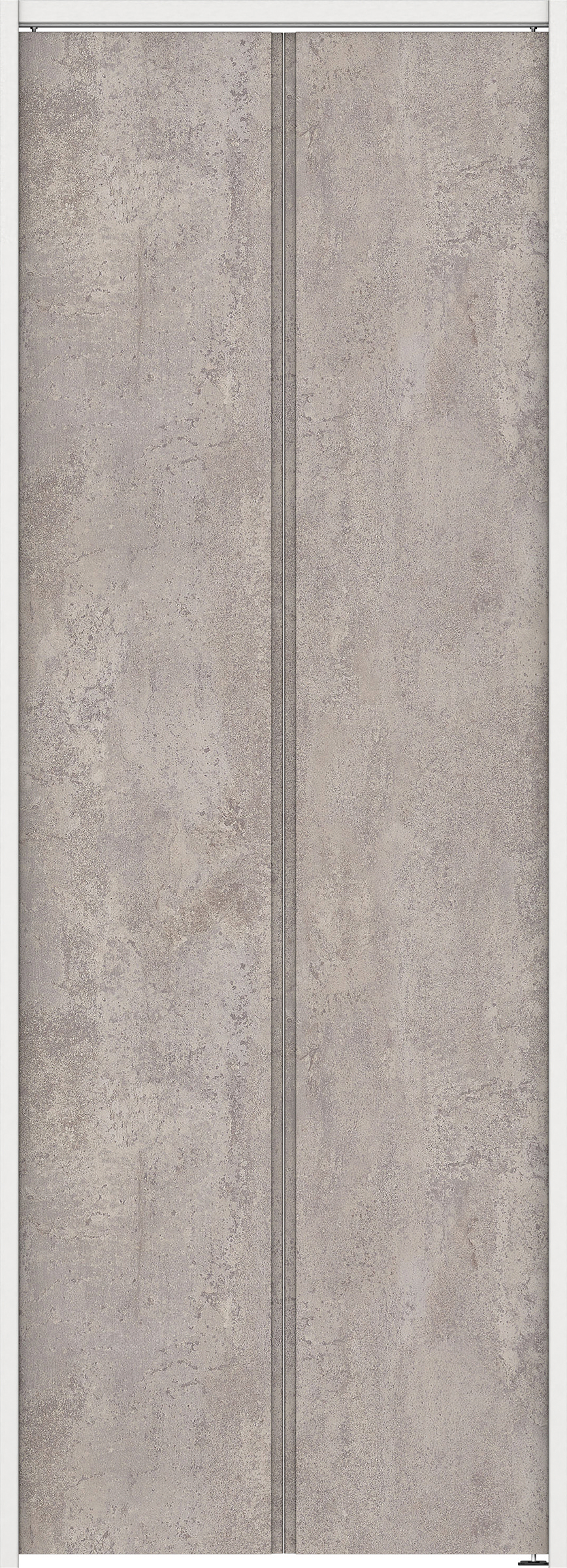 クローク収納　イエリア　折戸ユニット　ハンドルレスタイプ　パネル扉　下レールレス三方枠（固定枠）　セット　７３５幅（３尺間口）　２０３５高　〈コンクリートグレー柄〉　ハンドルレス