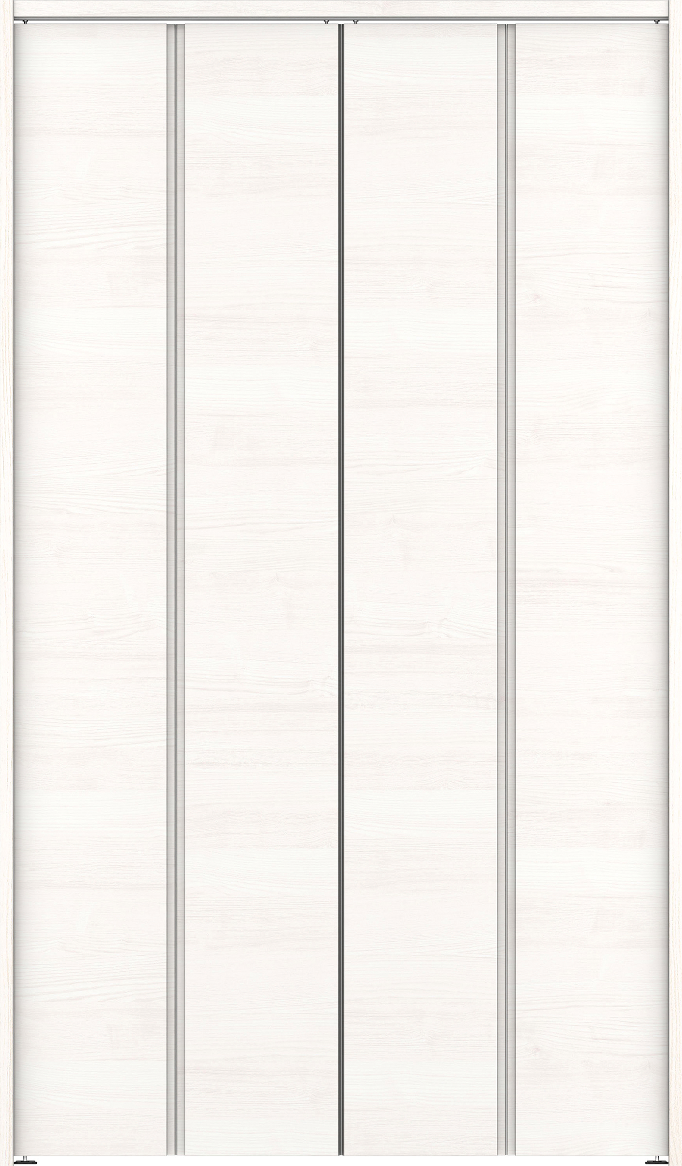 クローク収納　イエリア　折戸ユニット　ハンドルレス横木目タイプ　ウッド扉　下レールレス三方枠（固定枠）　セット　１１９０幅（４．５尺間口）　２０３５高　〈ネオホワイト柄〉　ハンドルレス