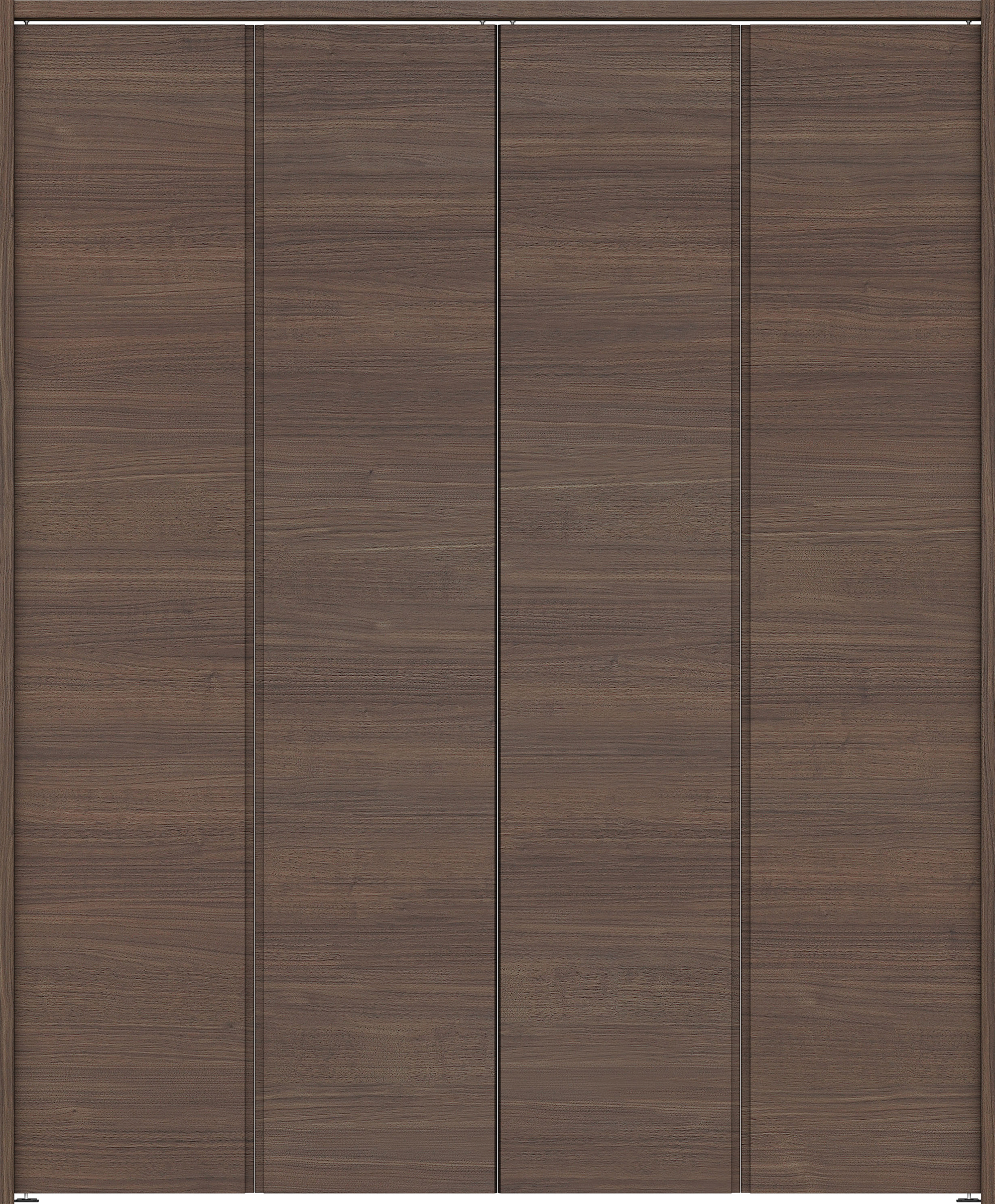 クローク収納　イエリア　折戸ユニット　ハンドルレス横木目タイプ　ウッド扉　下レールレス三方枠（固定枠）　セット　１６８０幅（６尺間口）　２０３５高　〈ダルブラウン柄〉　ハンドルレス